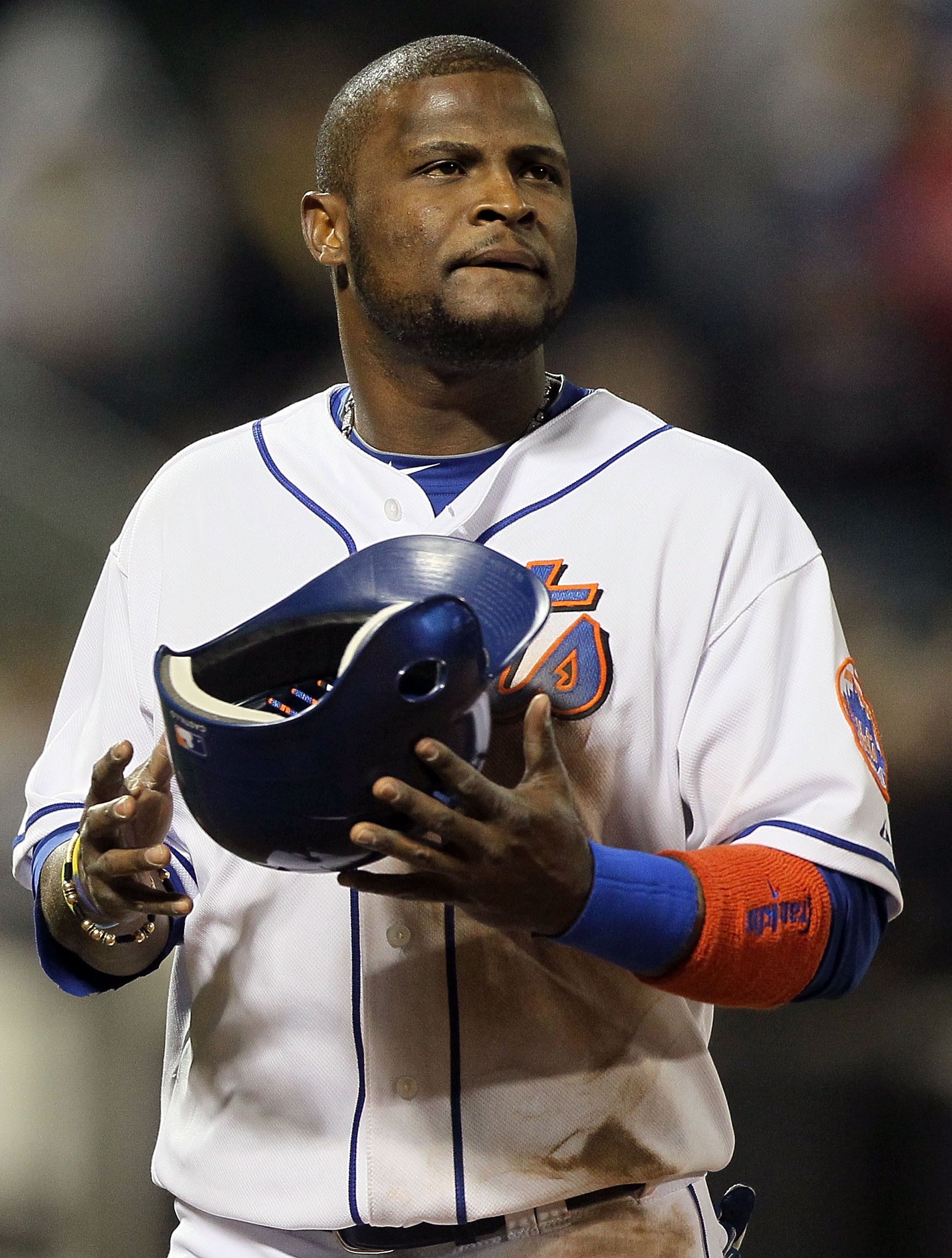 NEW YORK - MAY 10:  Luis Castillo #1 of the New York Mets looks on against the Washington Nationals on May 10, 2010 at Citi Field in the Flushing neighborhood of the Queens borough of New York City.  (Photo by Jim McIsaac/Getty Images)