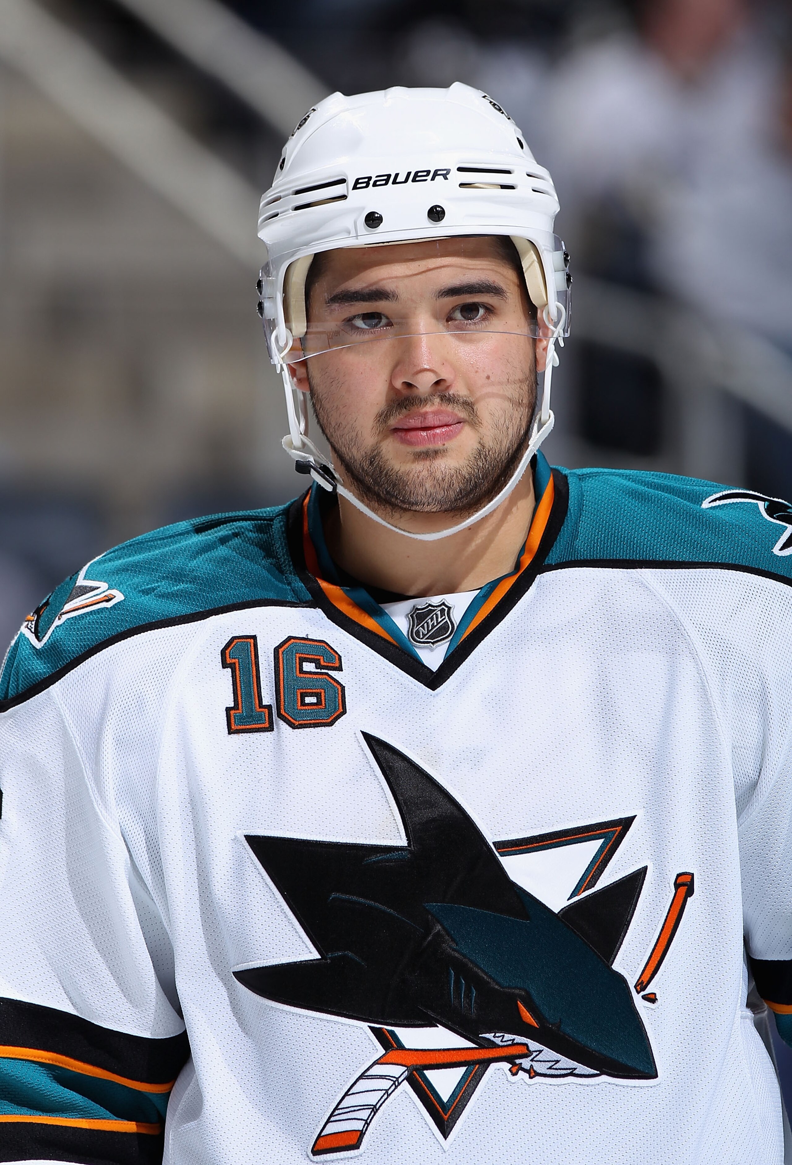 PITTSBURGH, PA - FEBRUARY 23:  Devin Setoguchi #16 of the San Jose Sharks during the NHL game against the Pittsburgh Penguins at Consol Energy Center on February 23, 2011 in Pittsburgh, Pennsylvania. The Sharks defeated the Penguins 3-2 in overtime.  (Pho