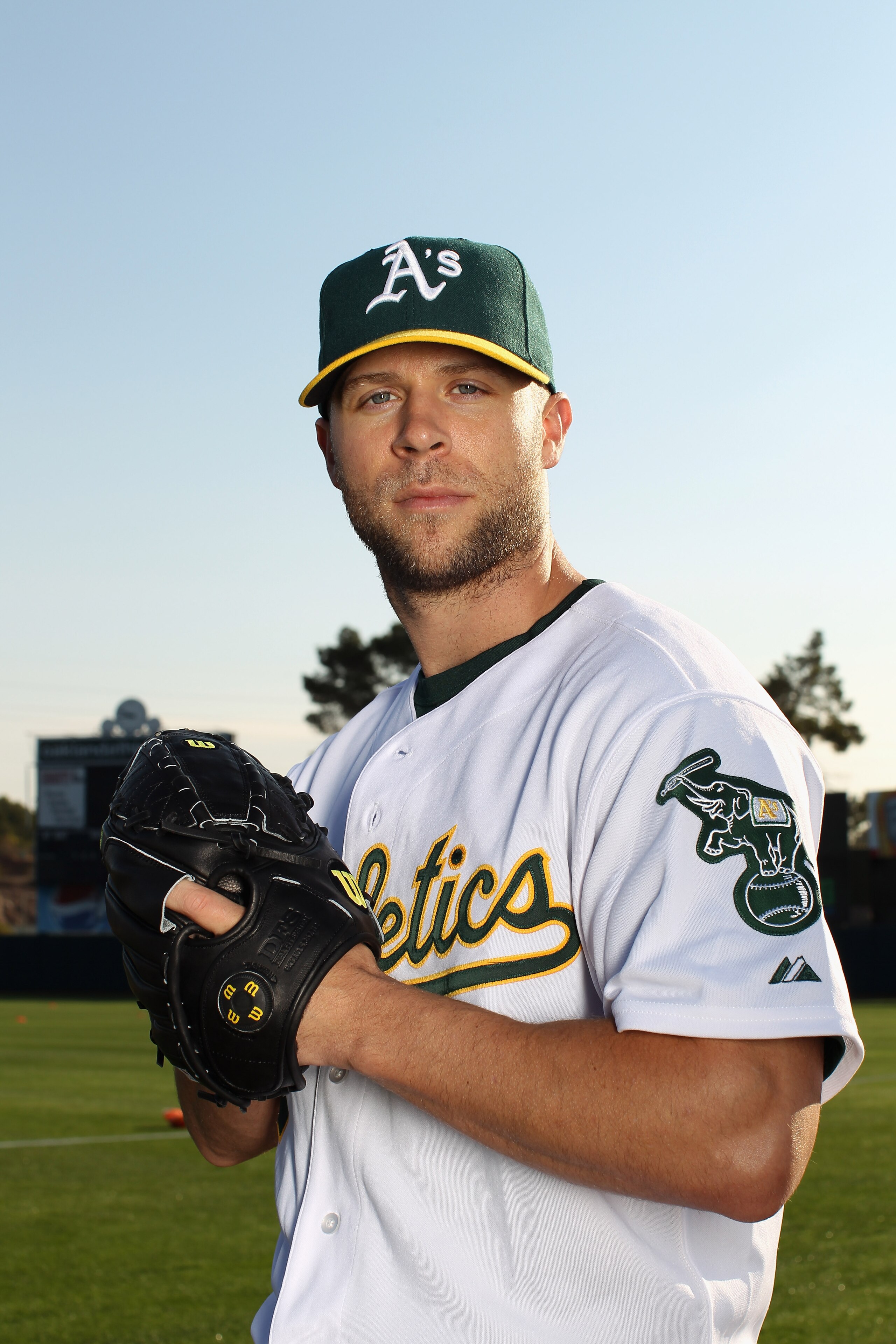 PHOENIX, AZ - FEBRUARY 24:  Rich Harden #18 of the Oakland Athletics poses for a portrait during media photo day at Phoenix Municipal Stadium on February 24, 2011 in Phoenix, Arizona.  (Photo by Ezra Shaw/Getty Images)