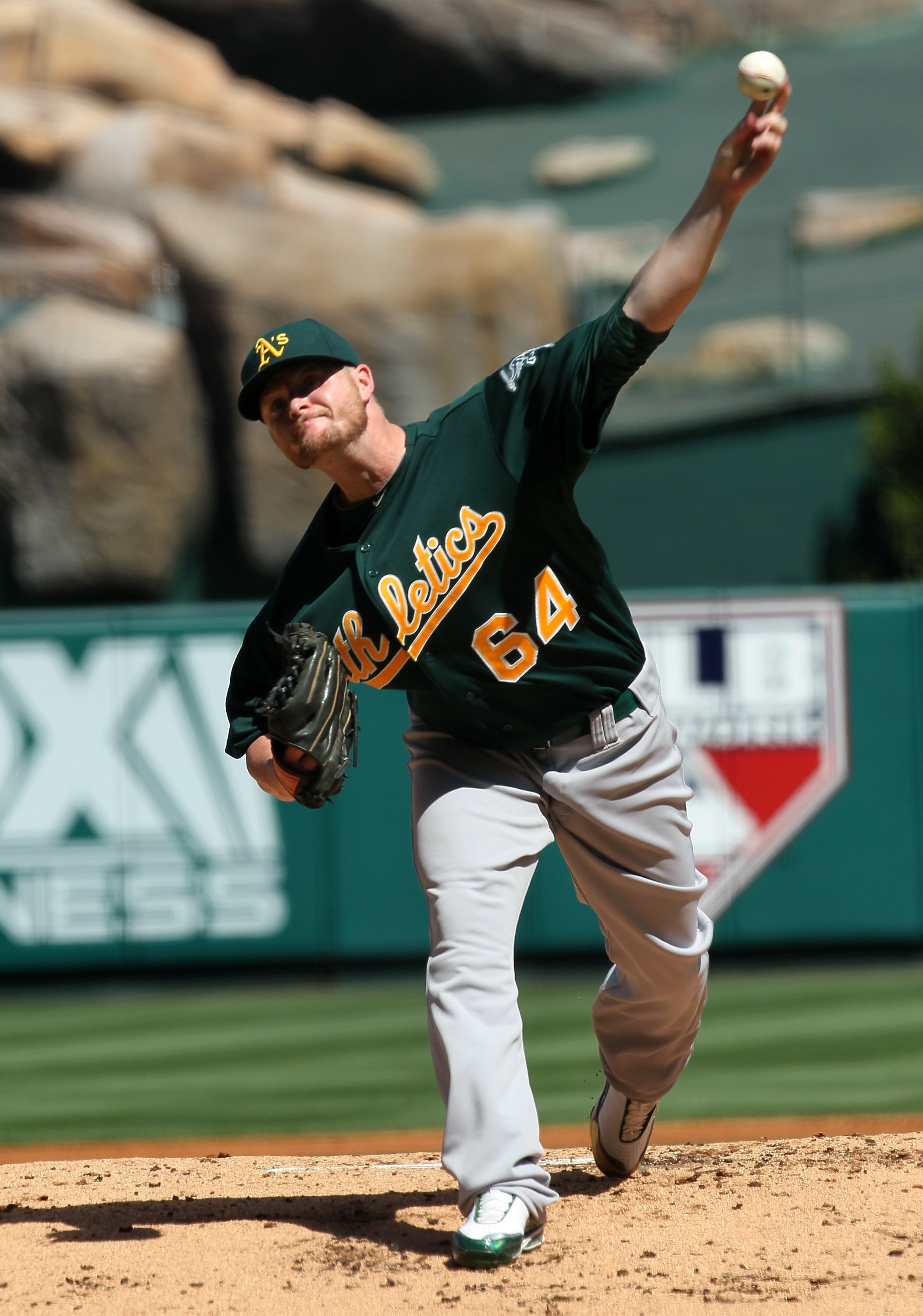 ANAHEIM, CA - SEPTEMBER 29: Bobby Cramer #64 of the Oakland Athletics throws a pitch against the Los Angeles Angels of Anaheim on September 29, 2010 at Angel Stadium in Anaheim, California.  (Photo by Stephen Dunn/Getty Images)