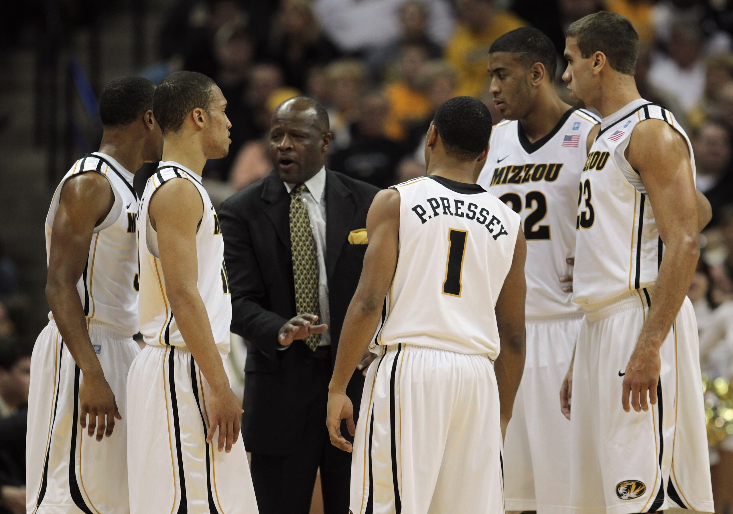 COLUMBIA, MO - DECEMBER 08:  Head coach Mike Anderson of the Missouri Tigers in action during the game against the Vanderbilt Commodores on December 8, 2010 at Mizzou Arena in Columbia, Missouri.  (Photo by Jamie Squire/Getty Images)