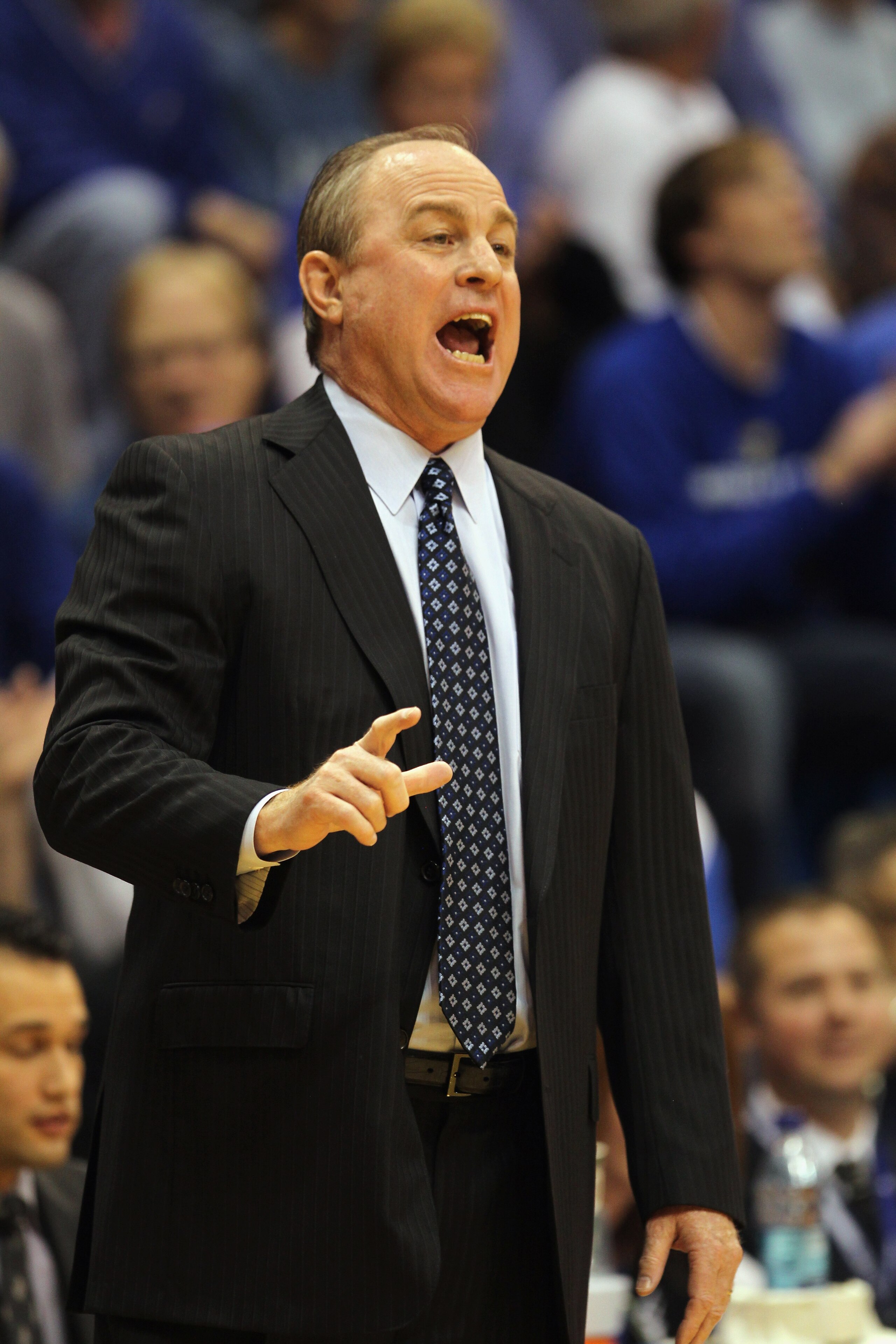 LAWRENCE, KS - DECEMBER 02: Head coach Ben Howland of the UCLA Bruins in action during the game against the Kansas Jayhawks on December 2, 2010 at Allen Fieldhouse in Lawrence, Kansas. (Photo by Jamie Squire/Getty Images) LAWRENCE, KS - DECEMBER 02: Head coach Ben Howland of the UCLA Bruins in action during the game against the Kansas Jayhawks on December 2, 2010 at Allen Fieldhouse in Lawrence, Kansas. (Photo by Jamie Squire/Getty Images)
