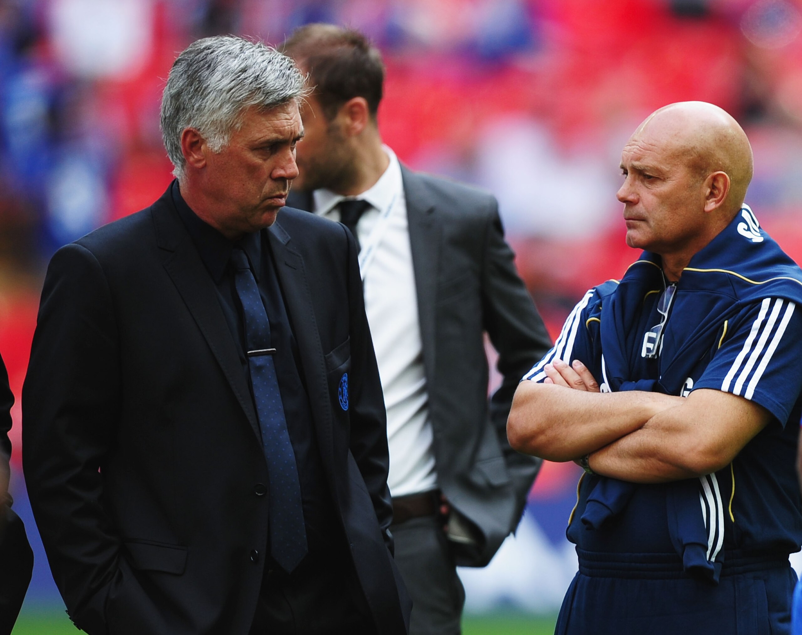 LONDON, ENGLAND - AUGUST 08: Chelsea manager Carlo Ancelotti with assistant manager Ray Wilkins (R) after the FA Community Shield match between Chelsea and Manchester United at Wembley Stadium on August 8, 2010 in London, England. (Photo by Laurence Gri LONDON, ENGLAND - AUGUST 08: Chelsea manager Carlo Ancelotti with assistant manager Ray Wilkins (R) after the FA Community Shield match between Chelsea and Manchester United at Wembley Stadium on August 8, 2010 in London, England. (Photo by Laurence Gri