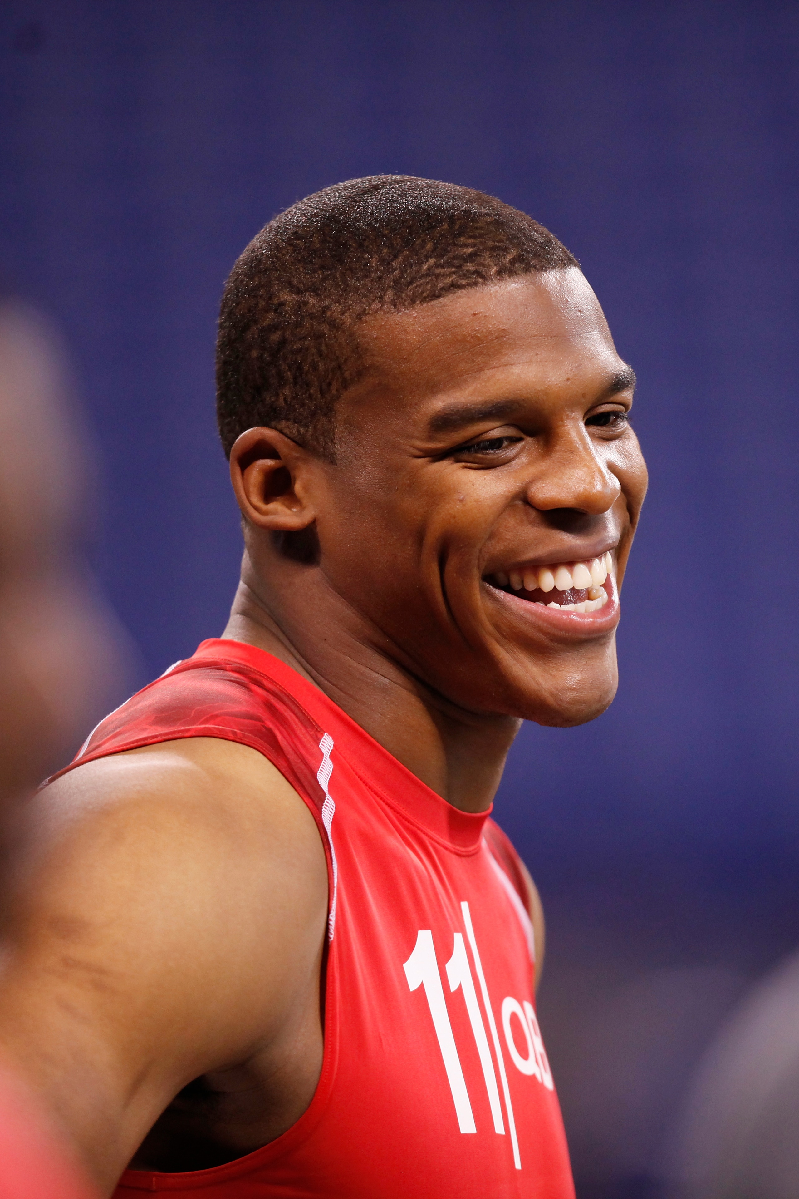INDIANAPOLIS, IN - FEBRUARY 27:  Cam Newton looks on during the 2011 NFL Scouting Combine at Lucas Oil Stadium on February 27, 2011 in Indianapolis, Indiana. (Photo by Joe Robbins/Getty Images)