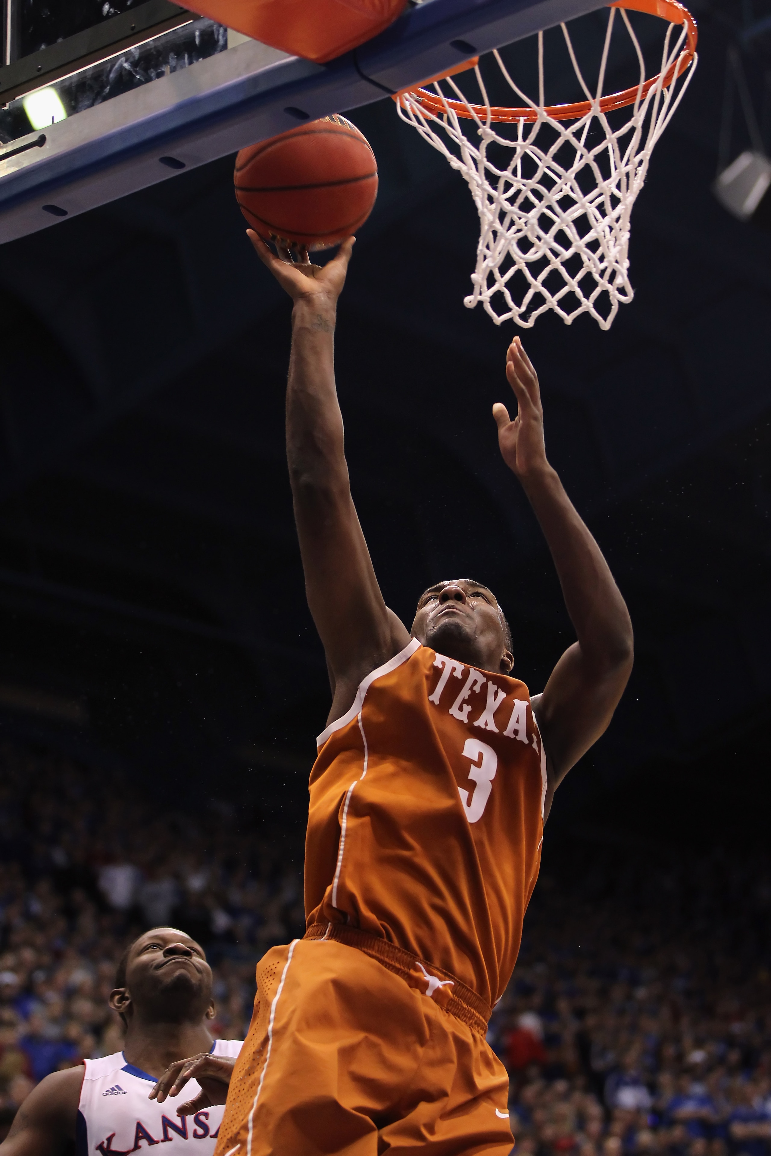 LAWRENCE, KS - JANUARY 22: Jordan Hamilton #3 of the Texas Longhorns scores during the game against the Kansas Jayhawks on January 22, 2011 at Allen Fieldhouse in Lawrence, Kansas. (Photo by Jamie Squire/Getty Images) LAWRENCE, KS - JANUARY 22: Jordan Hamilton #3 of the Texas Longhorns scores during the game against the Kansas Jayhawks on January 22, 2011 at Allen Fieldhouse in Lawrence, Kansas. (Photo by Jamie Squire/Getty Images)