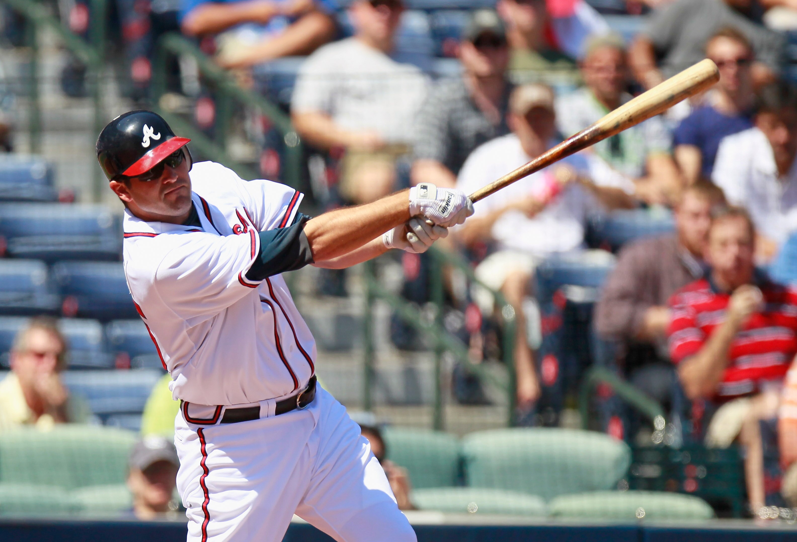ATLANTA - SEPTEMBER 15:  Troy Glaus #25 of the Atlanta Braves against the Washington Nationals at Turner Field on September 15, 2010 in Atlanta, Georgia.  (Photo by Kevin C. Cox/Getty Images)