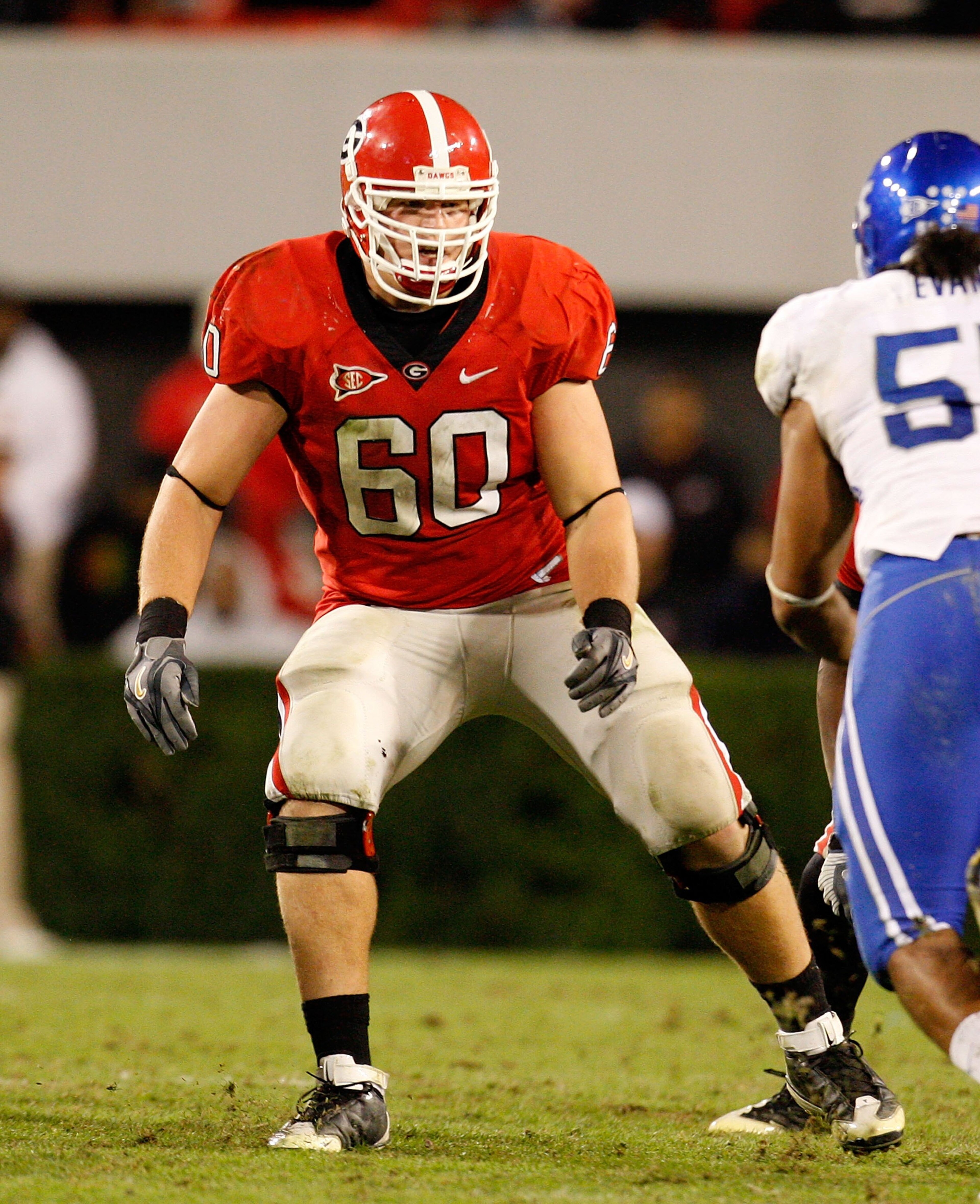 ATHENS, GA - NOVEMBER 21:  Clint Boling #60 of the Georgia Bulldogs against the Kentucky Wildcats at Sanford Stadium on November 21, 2009 in Athens, Georgia.  (Photo by Kevin C. Cox/Getty Images)