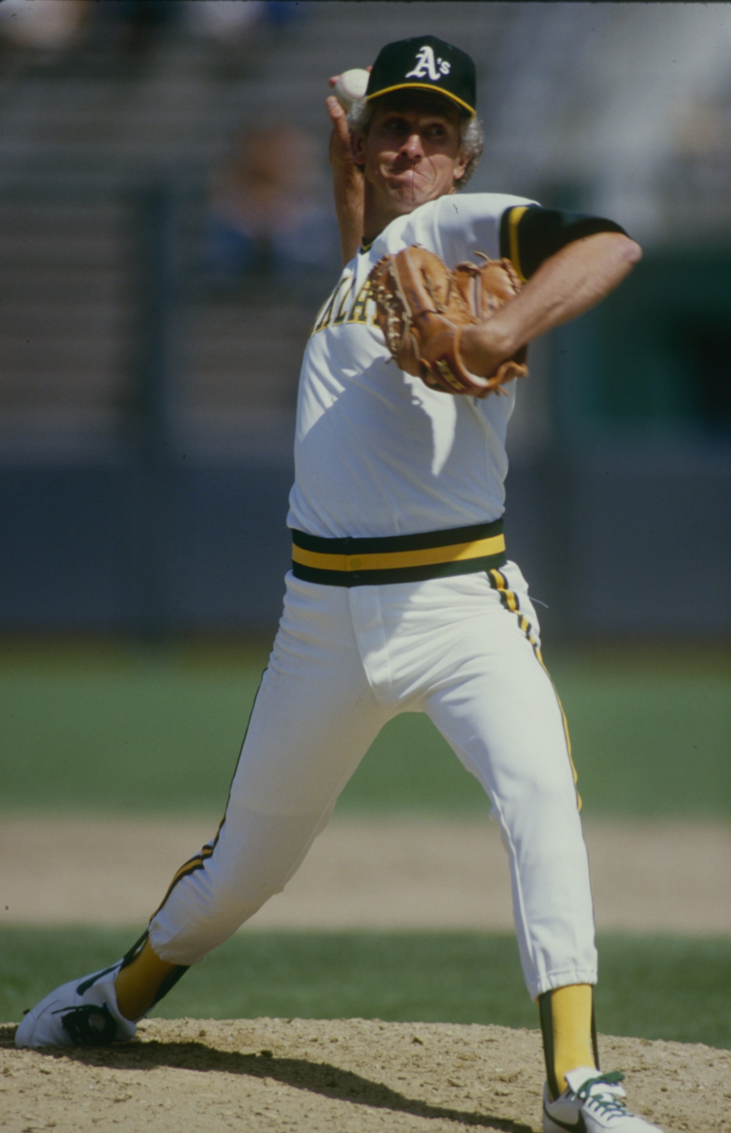 OAKLAND - 1985:  Don Sutton of the Oakland Athletics pitches during a game in the 1985 season at Oakland Coliseum in Oakland, California. (Photo by Getty Images)