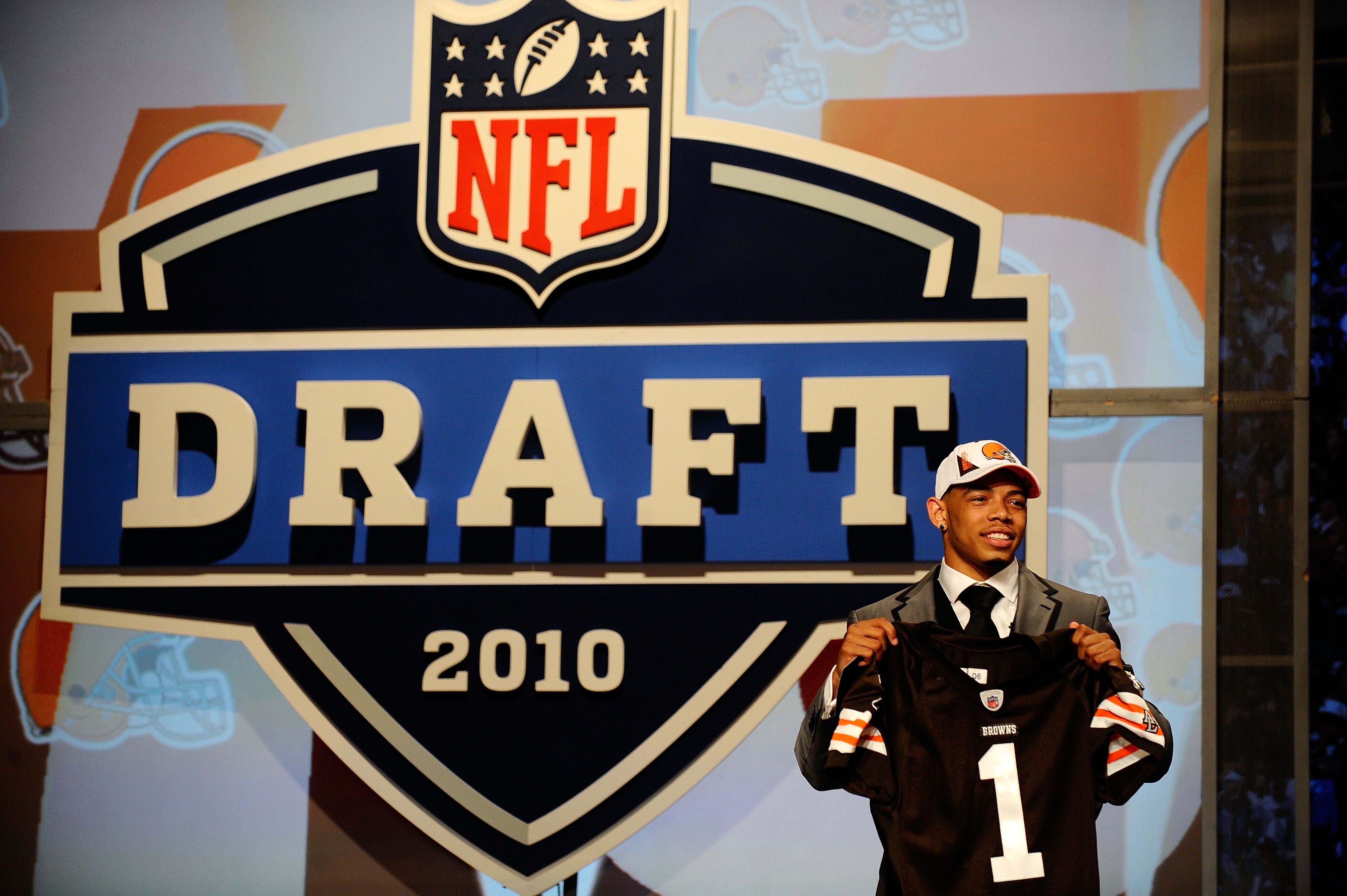 NEW YORK - APRIL 22:  Joe Haden from the Florida Gators holds up a Cleveland Browns jersey after the Browns selected Haden number 7 overall during the first round of the 2010 NFL Draft at Radio City Music Hall on April 22, 2010 in New York City.  (Photo b