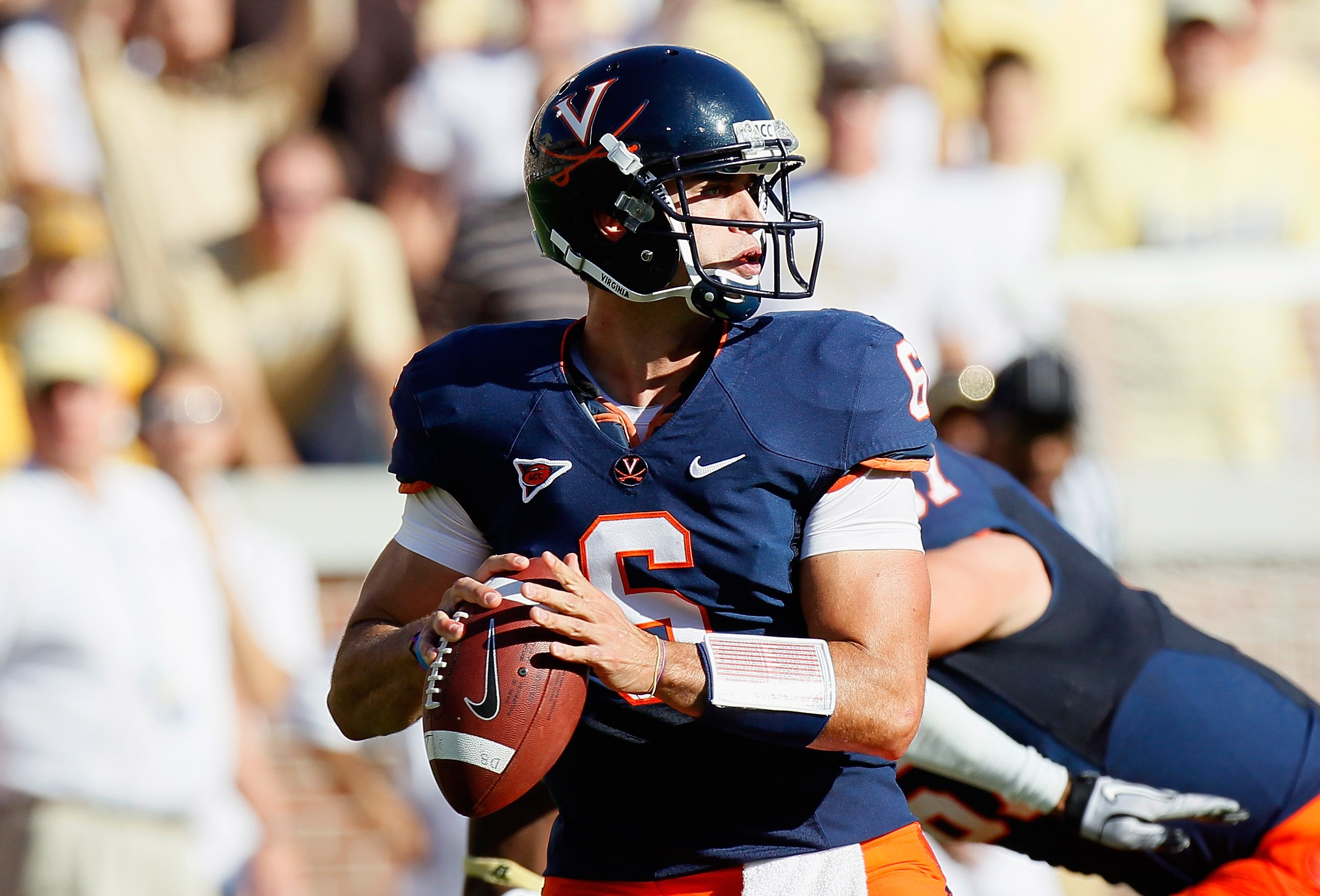 ATLANTA - OCTOBER 09: Quarterback Marc Verica #6 of the Virginia Cavaliers against the Georgia Tech Yellow Jackets at Bobby Dodd Stadium on October 9, 2010 in Atlanta, Georgia. (Photo by Kevin C. Cox/Getty Images) ATLANTA - OCTOBER 09: Quarterback Marc Verica #6 of the Virginia Cavaliers against the Georgia Tech Yellow Jackets at Bobby Dodd Stadium on October 9, 2010 in Atlanta, Georgia. (Photo by Kevin C. Cox/Getty Images)