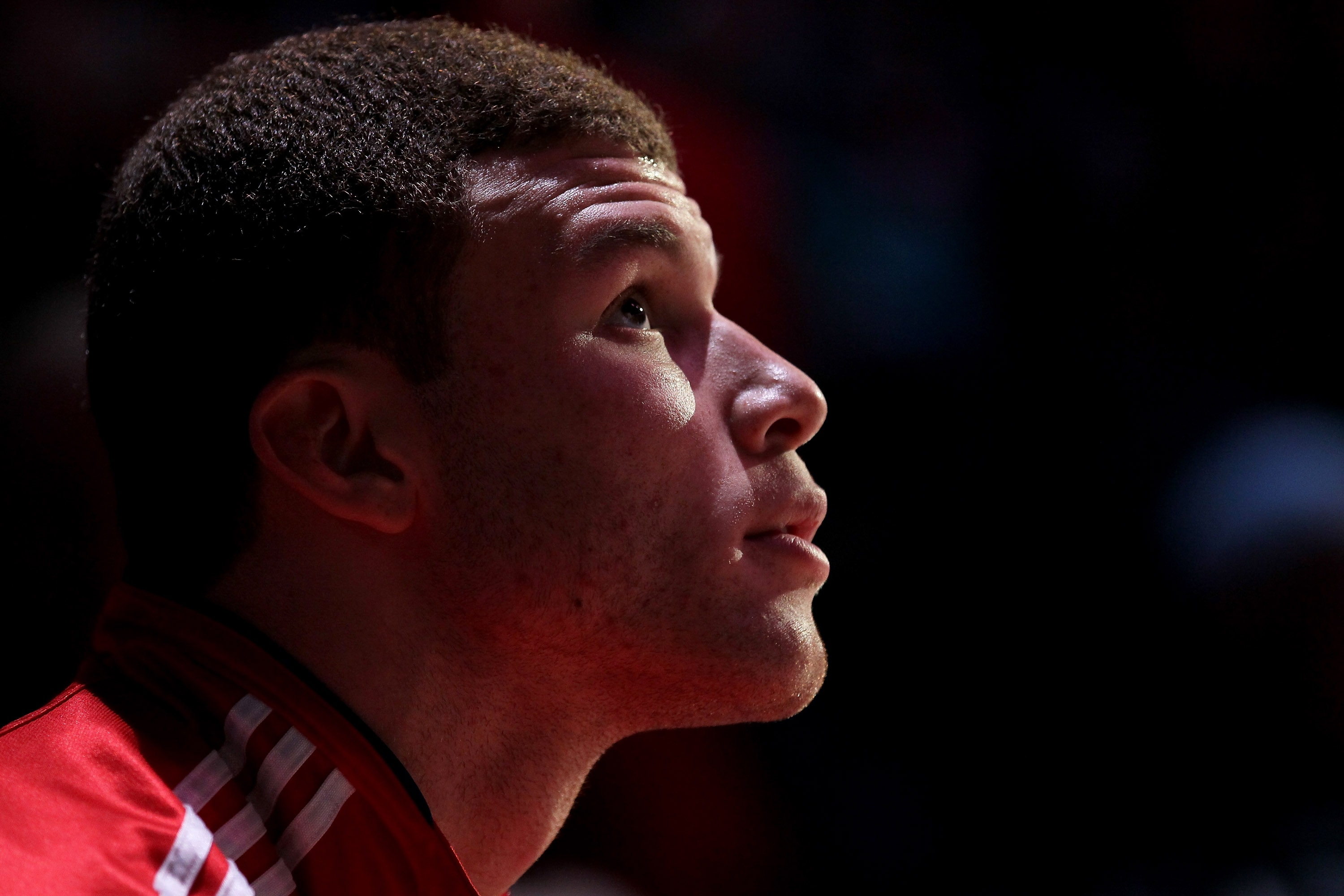 LOS ANGELES, CA - FEBRUARY 26:  Blake Griffin #32 of the Los Angeles Clippers waits during pregame introductions for the game with the Boston Celtics at Staples Center on February 26, 2011  in Los Angeles, California. The Celtics won 99-92.  NOTE TO USER: