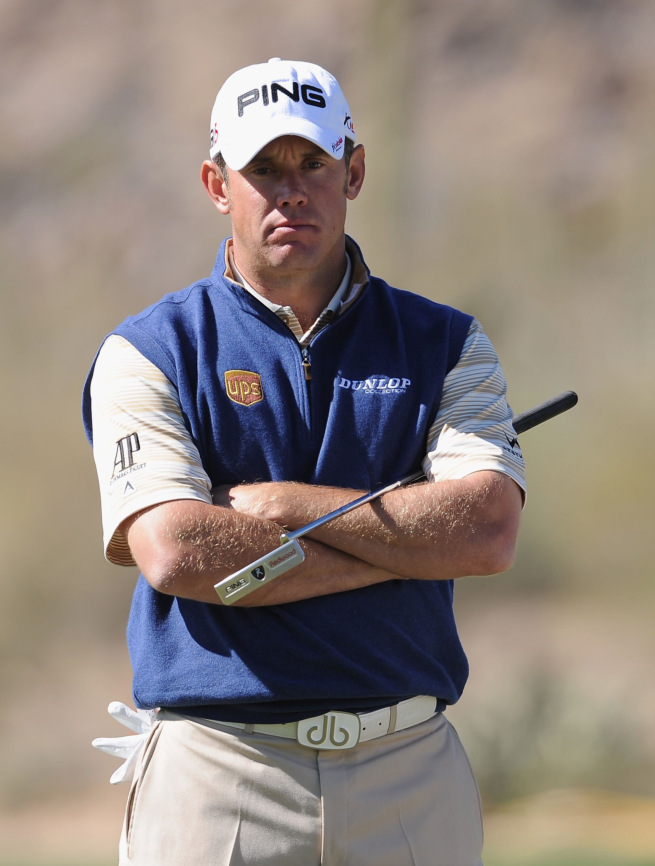 MARANA, AZ - FEBRUARY 24:  Lee Westwood of England looks dejected during the second round of the Accenture Match Play Championship at the Ritz-Carlton Golf Club on February 24, 2011 in Marana, Arizona.  (Photo by Stuart Franklin/Getty Images)