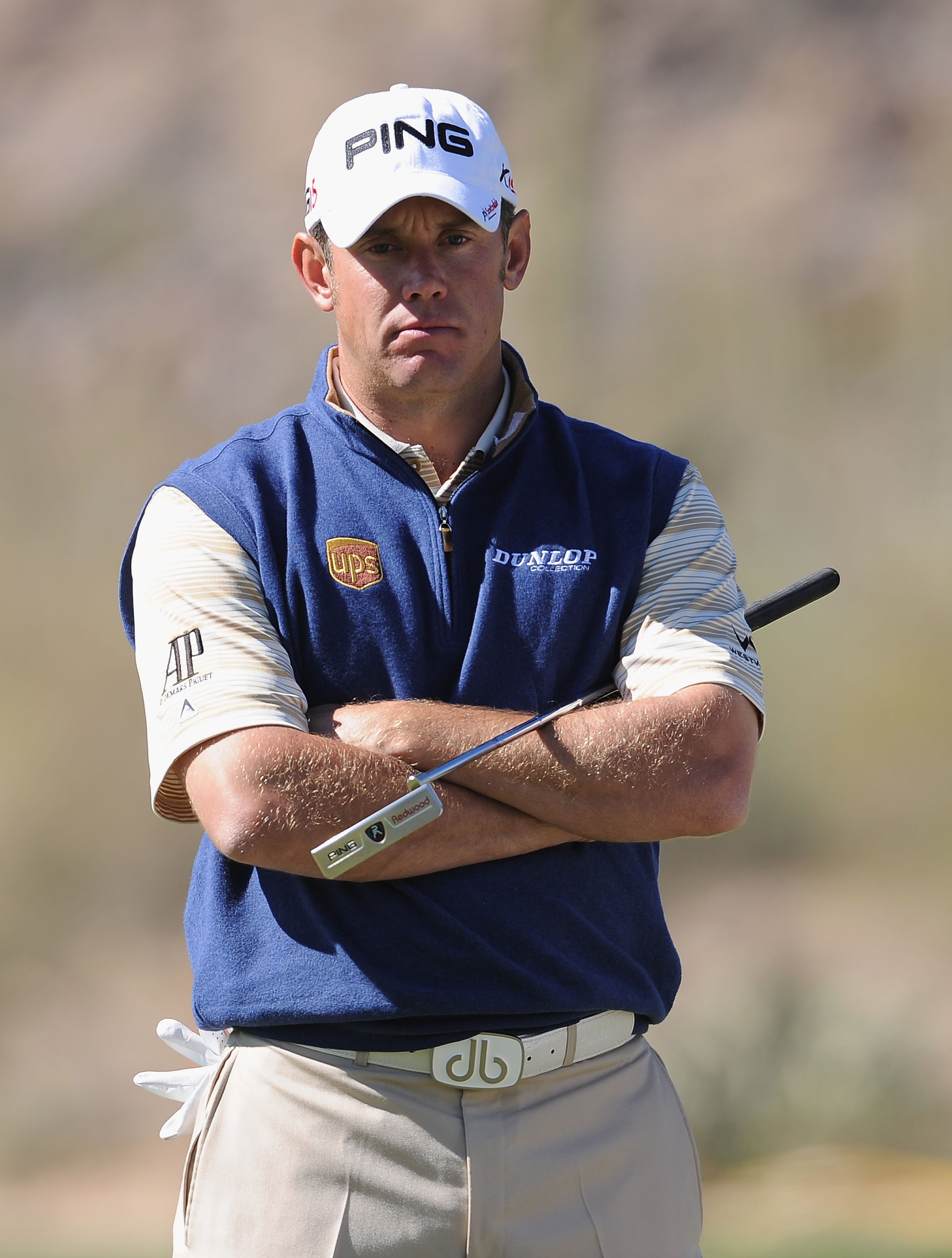 MARANA, AZ - FEBRUARY 24:  Lee Westwood of England looks dejected during the second round of the Accenture Match Play Championship at the Ritz-Carlton Golf Club on February 24, 2011 in Marana, Arizona.  (Photo by Stuart Franklin/Getty Images)