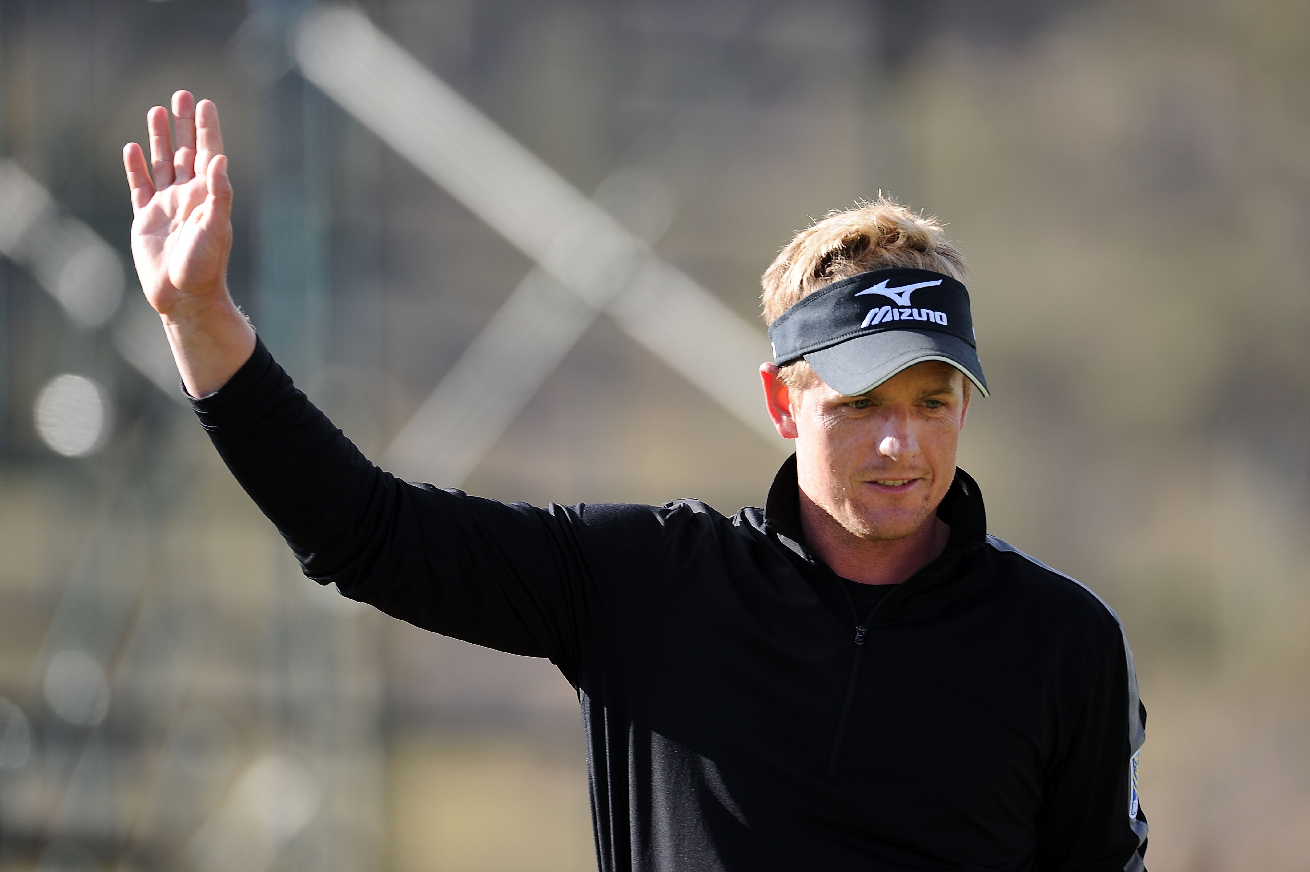 MARANA, AZ - FEBRUARY 27:  Luke Donald of England acknowledges the crowd after winning his match 3-up on the 16th hole during the final round of the Accenture Match Play Championship at the Ritz-Carlton Golf Club on February 27, 2011 in Marana, Arizona.