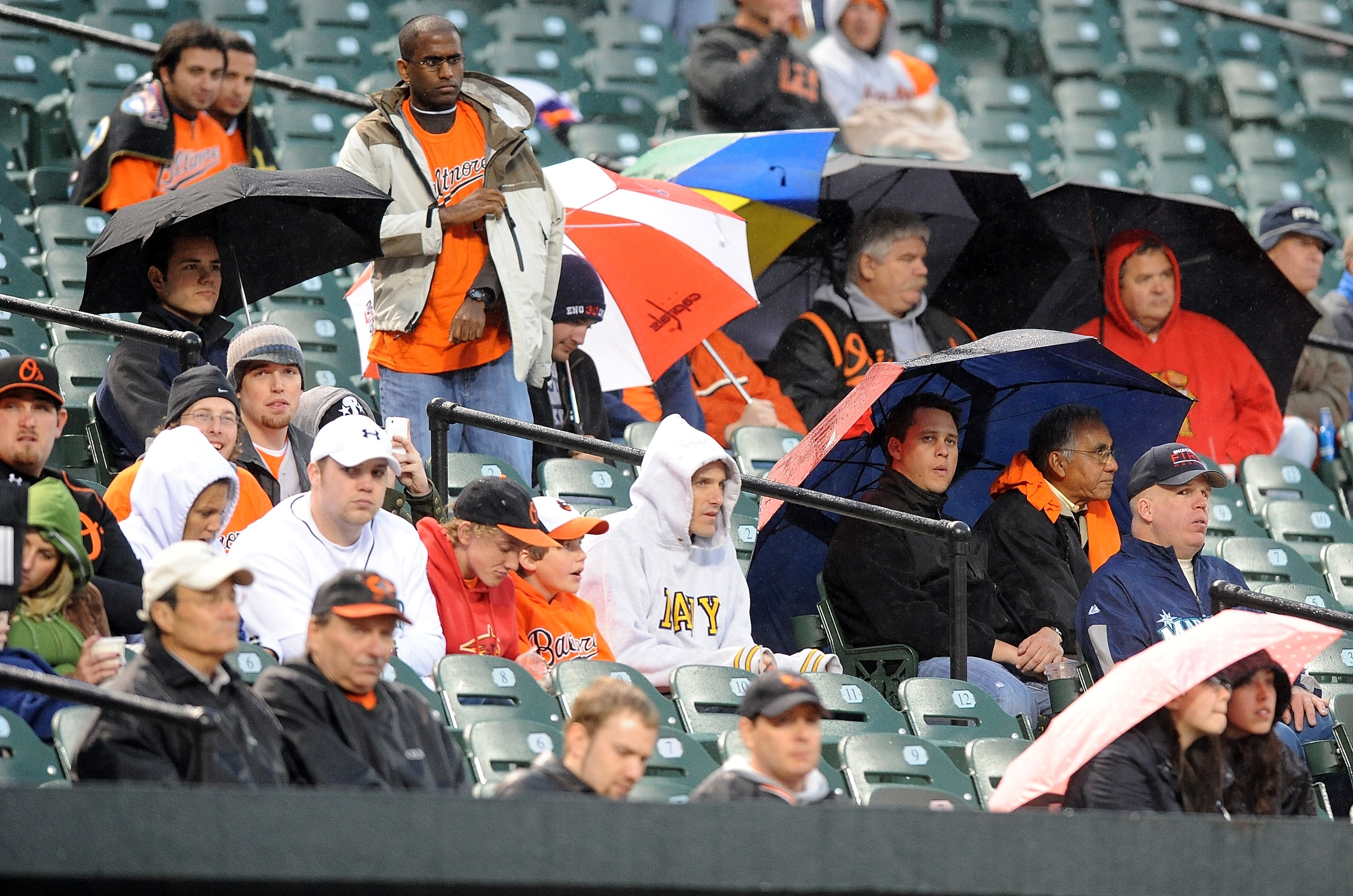 BALTIMORE - MAY 11:  Fans watch the game between the Seattle Mariners and the Baltimore Orioles at Camden Yards on May 11, 2010 in Baltimore, Maryland.  (Photo by Greg Fiume/Getty Images)