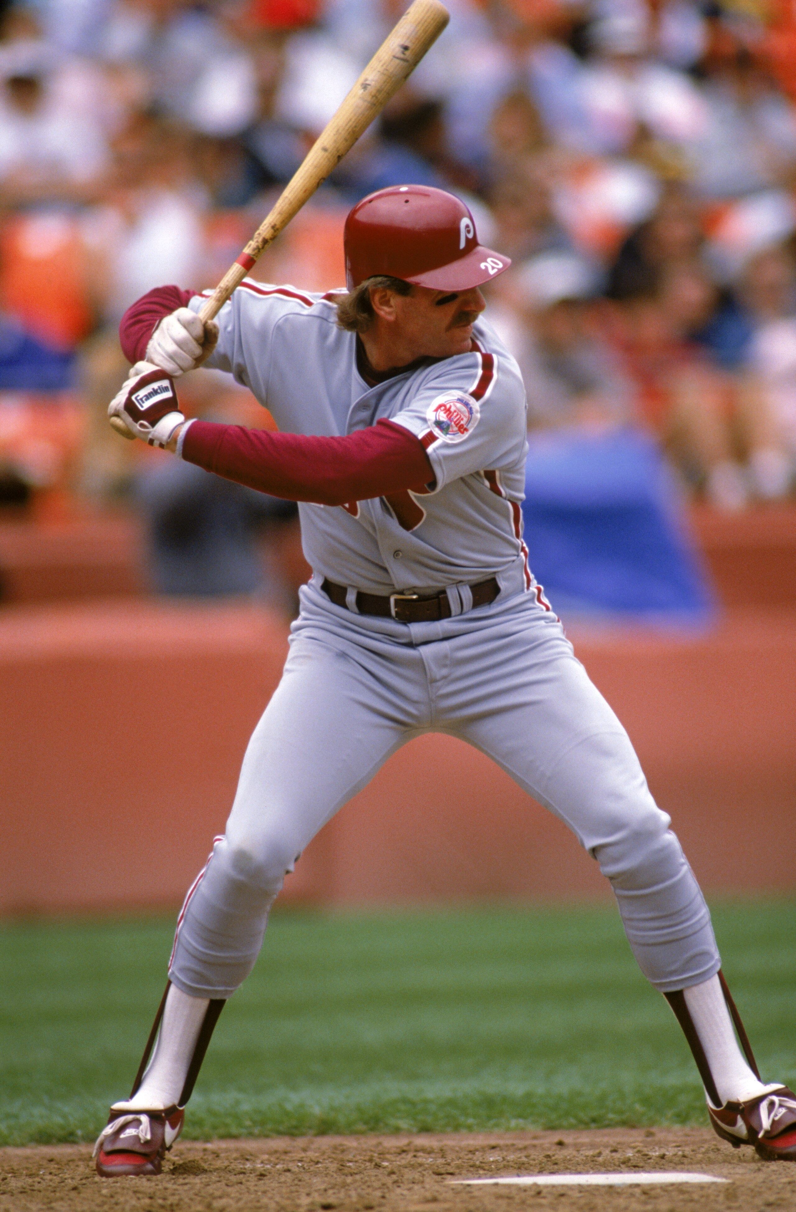 SAN FRANCISCO - 1989: Mike Schmidt #20 of the Philadelphia Phillies steps into the pitch during a 1989 season game against the Giants at Candlestick Park in San Francisco, California. (Photo by Otto Greule Jr/Getty Images) SAN FRANCISCO - 1989: Mike Schmidt #20 of the Philadelphia Phillies steps into the pitch during a 1989 season game against the Giants at Candlestick Park in San Francisco, California. (Photo by Otto Greule Jr/Getty Images)