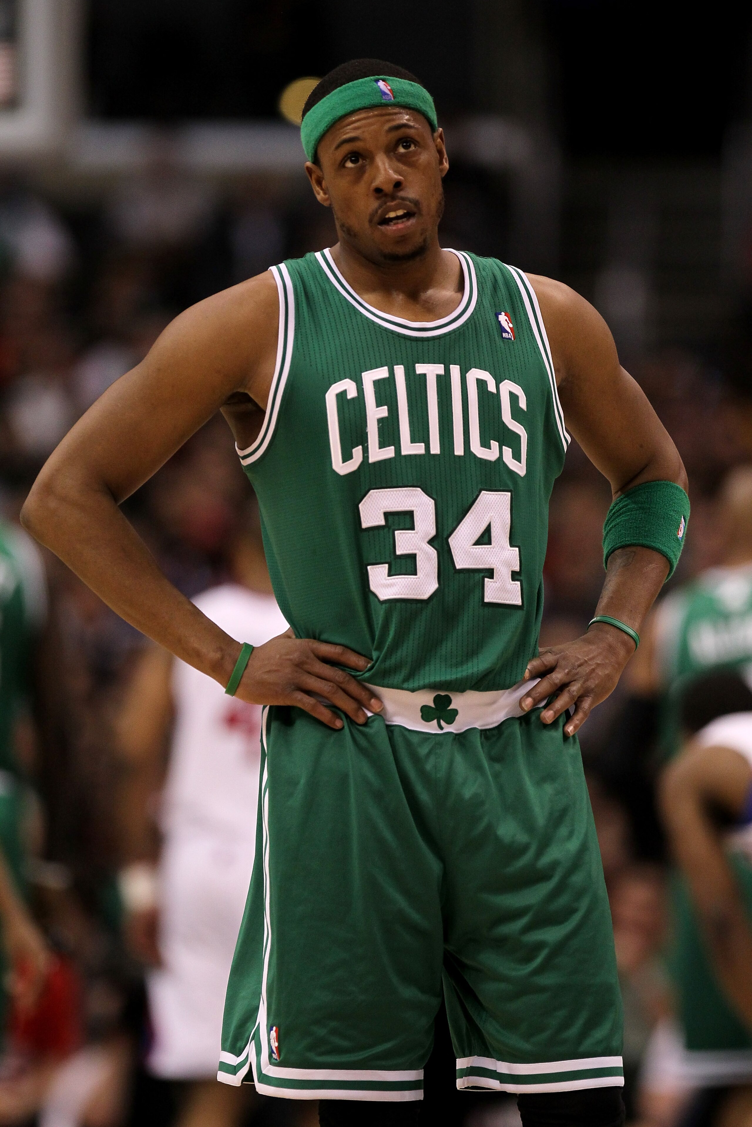 LOS ANGELES, CA - FEBRUARY 26:  Paul Pierce #34 of the Boston Celtics stands on the court during the game with the Los Angeles Clippers at Staples Center on February 26, 2011  in Los Angeles, California.  NOTE TO USER: User expressly acknowledges and agre