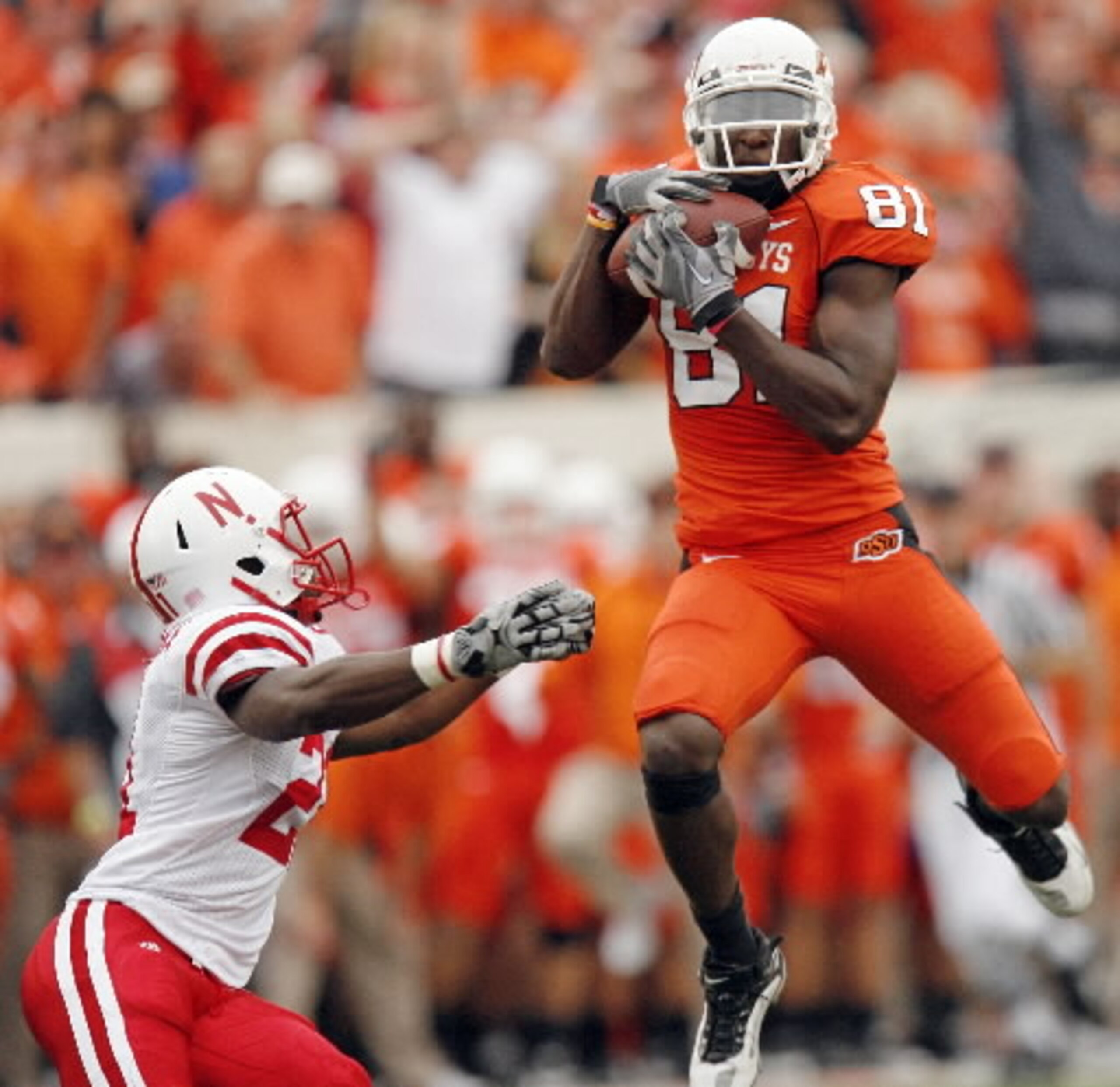 WR Justin Blackmon provides a big target against the Cornhusker secondary.