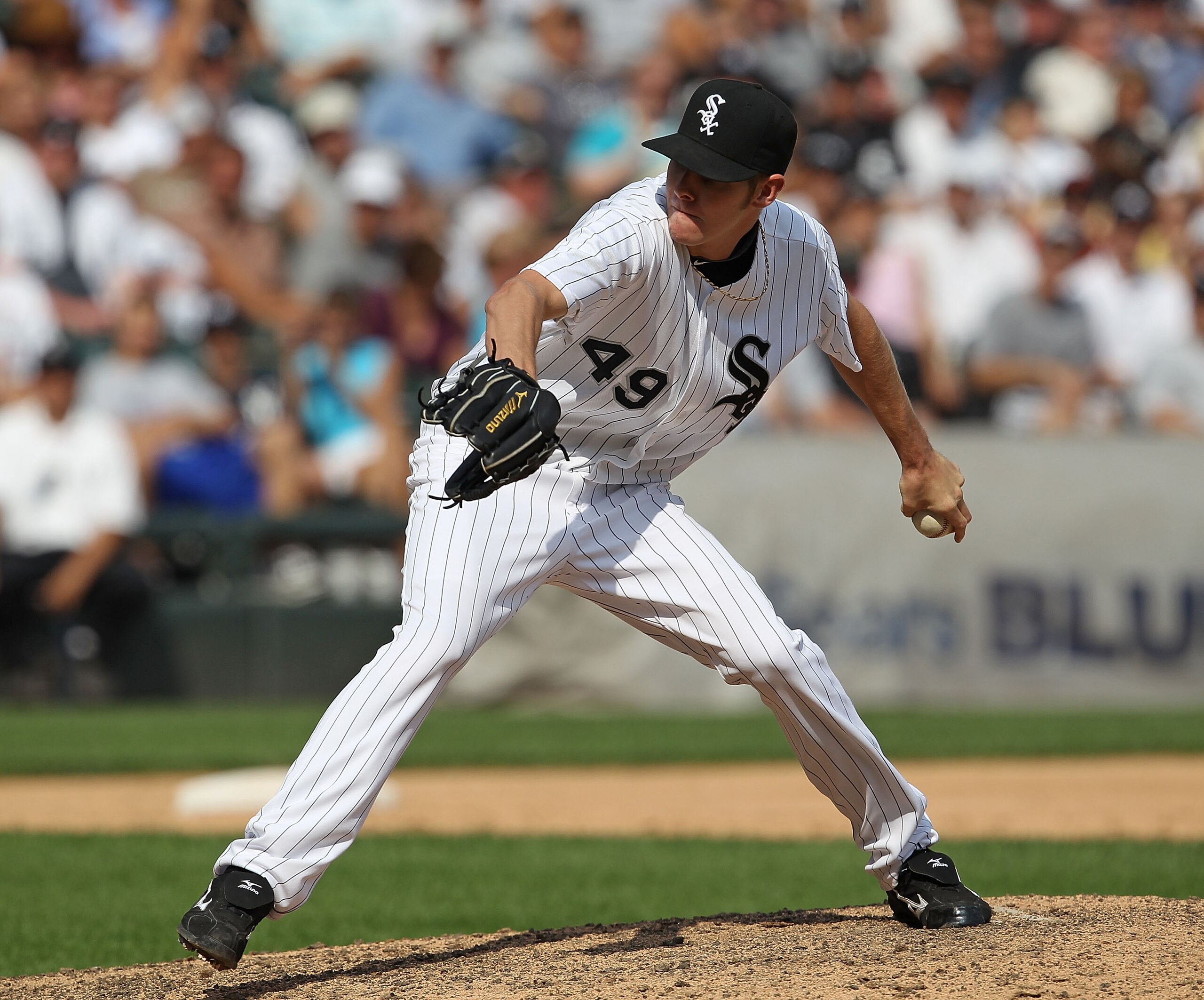 CHICAGO - AUGUST 29: Chris Sale #49 of the Chicago White Sox pitches against the New York Yankees at U.S. Cellular Field on August 29, 2010 in Chicago, Illinois. The Yankees defeated the White Sox 2-1. (Photo by Jonathan Daniel/Getty Images)