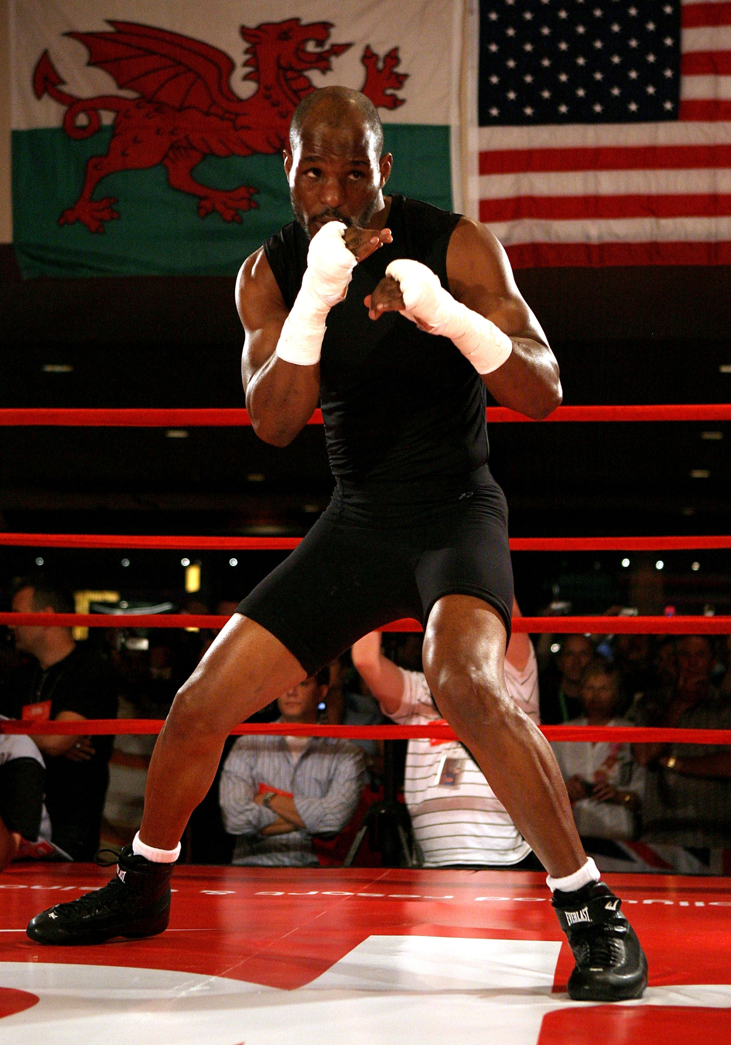LAS VEGAS - APRIL 15:  Bernard Hopkins of the USA has an open workout for the media at Planet Hollywood Resort and Casino on April 15, 2008 in Las Vegas, Nevada.  (Photo by John Gichigi/Getty Images)
