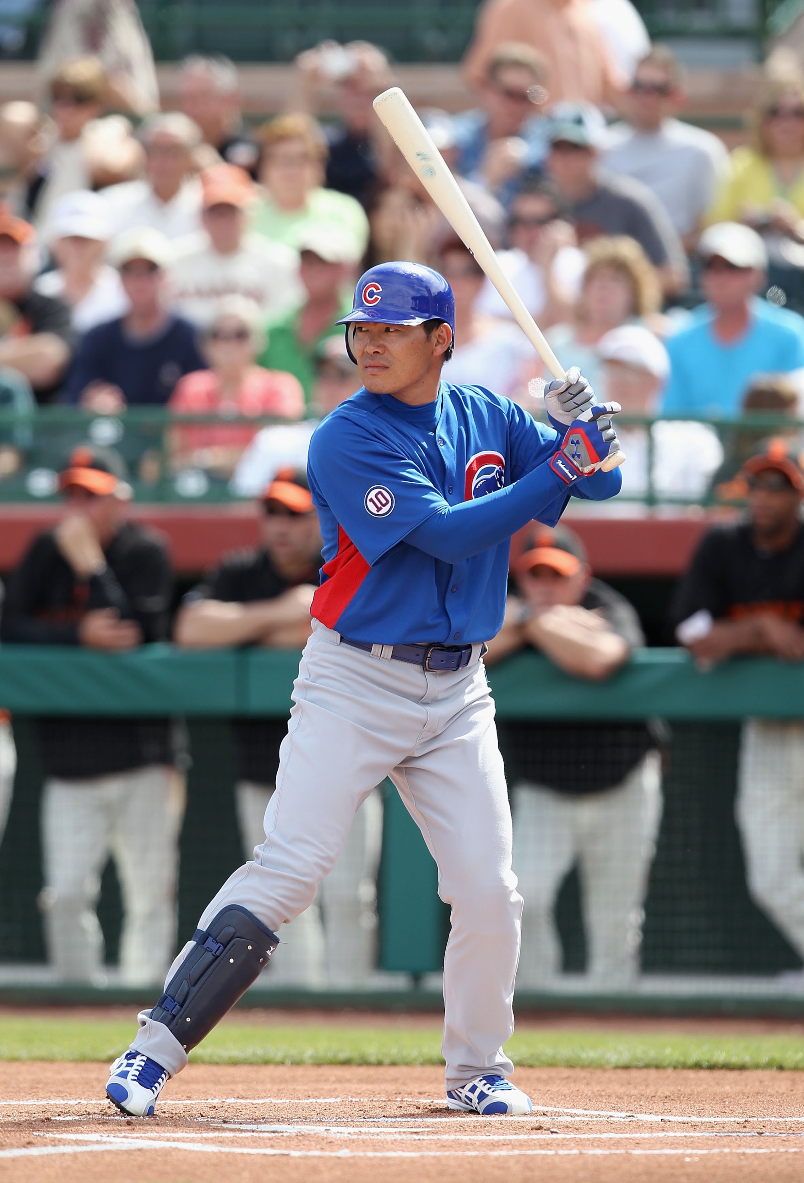 SCOTTSDALE, AZ - MARCH 01:  Kosuke Fukudome #1 of the Chicago Cubs bats against the San Francisco Giants during the spring training game at Scottsdale Stadium on March 1, 2011 in Scottsdale, Arizona.  (Photo by Christian Petersen/Getty Images)