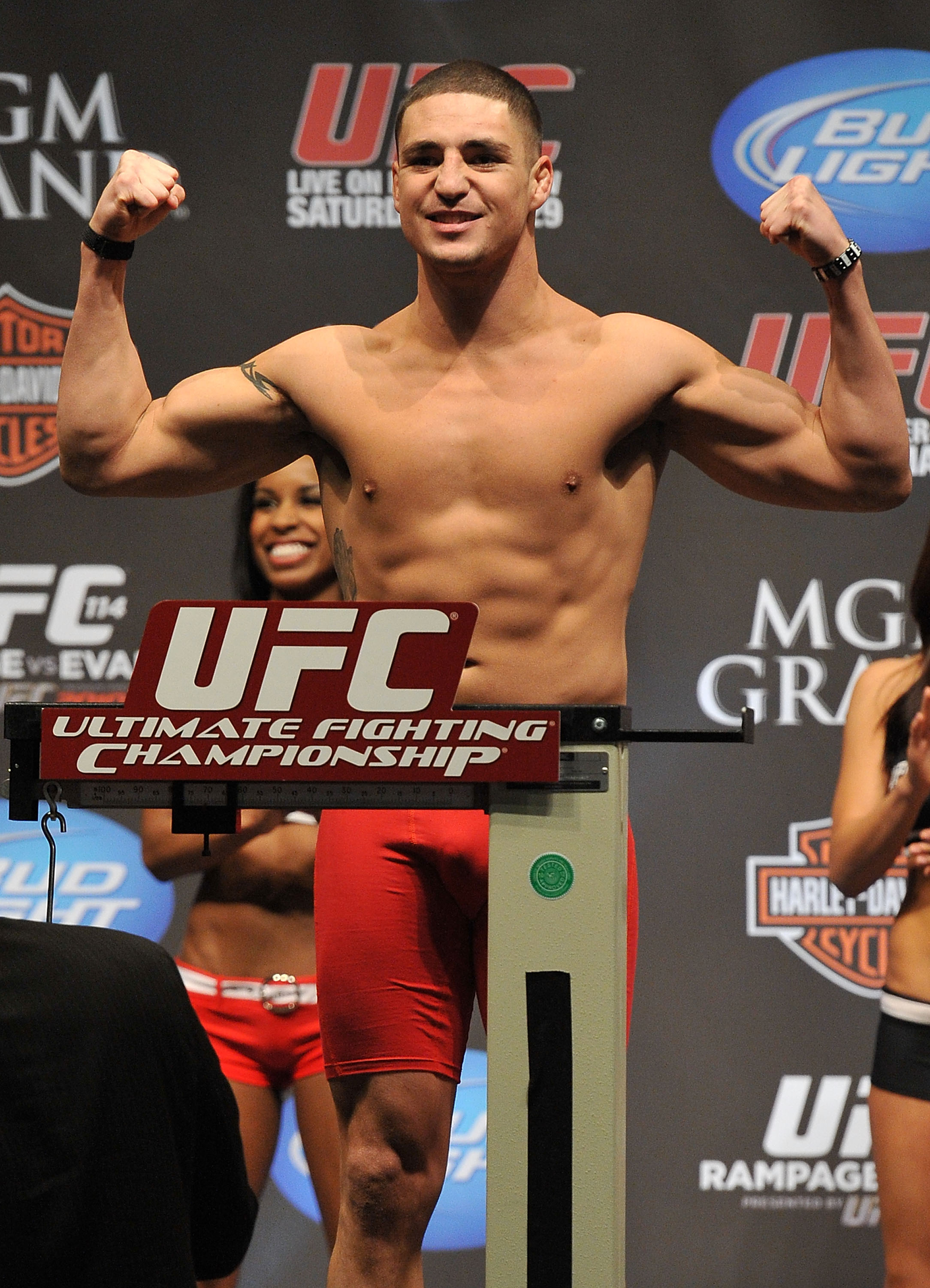 LAS VEGAS - MAY 28:  UFC fighter Diego Sanchez  weighs in for his fight against UFC fighter John Hathaway at UFC 114: Rampage versus Rashad at the Mandalay Bay Hotel on May 28, 2010 in Las Vegas, Nevada.  (Photo by Jon Kopaloff/Getty Images)