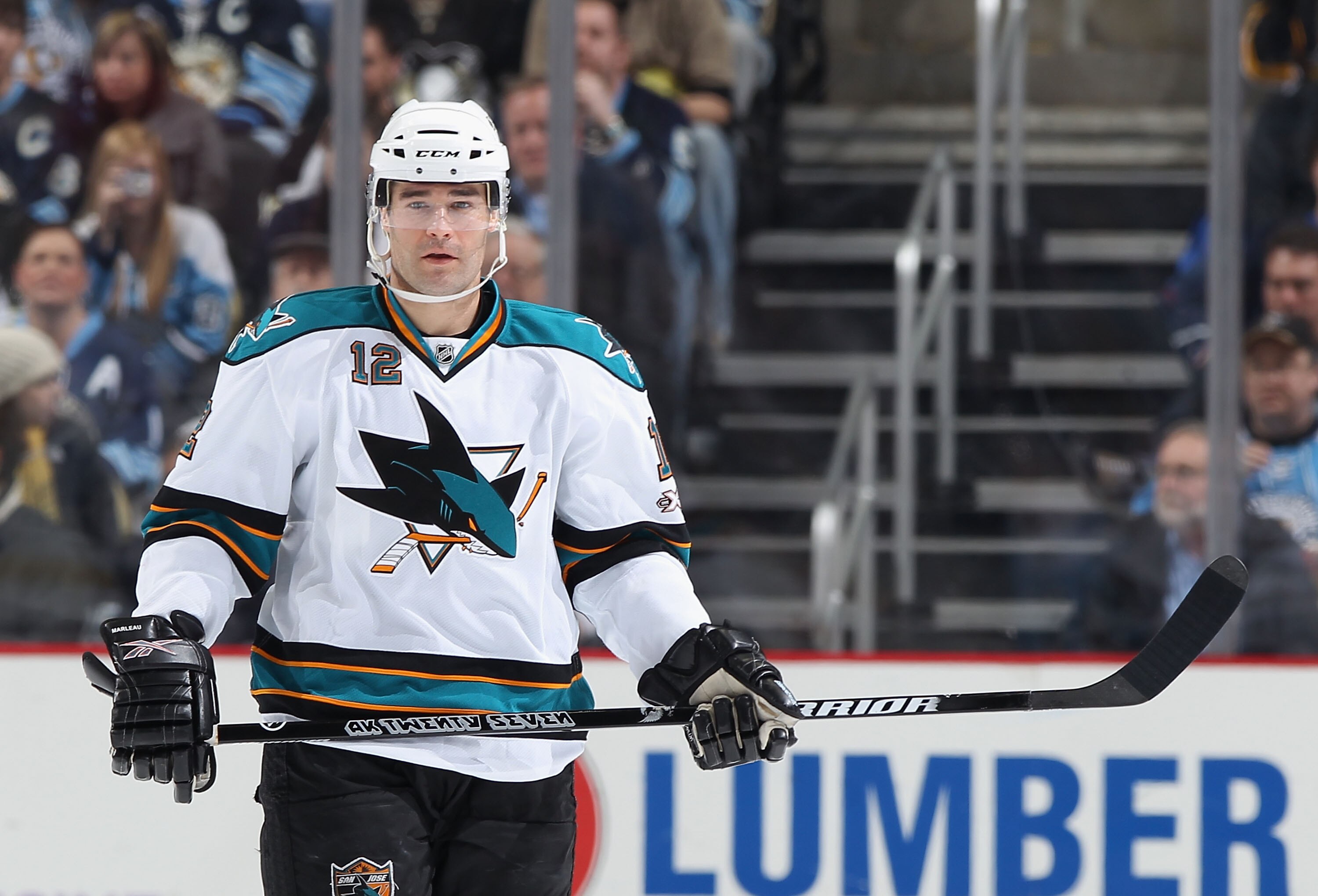 PITTSBURGH, PA - FEBRUARY 23: Patrick Marleau #12 of the San Jose Sharks during the NHL game against the Pittsburgh Penguins at Consol Energy Center on February 23, 2011 in Pittsburgh, Pennsylvania. The Sharks defeated the Penguins 3-2 in overtime. (Pho PITTSBURGH, PA - FEBRUARY 23: Patrick Marleau #12 of the San Jose Sharks during the NHL game against the Pittsburgh Penguins at Consol Energy Center on February 23, 2011 in Pittsburgh, Pennsylvania. The Sharks defeated the Penguins 3-2 in overtime. (Pho