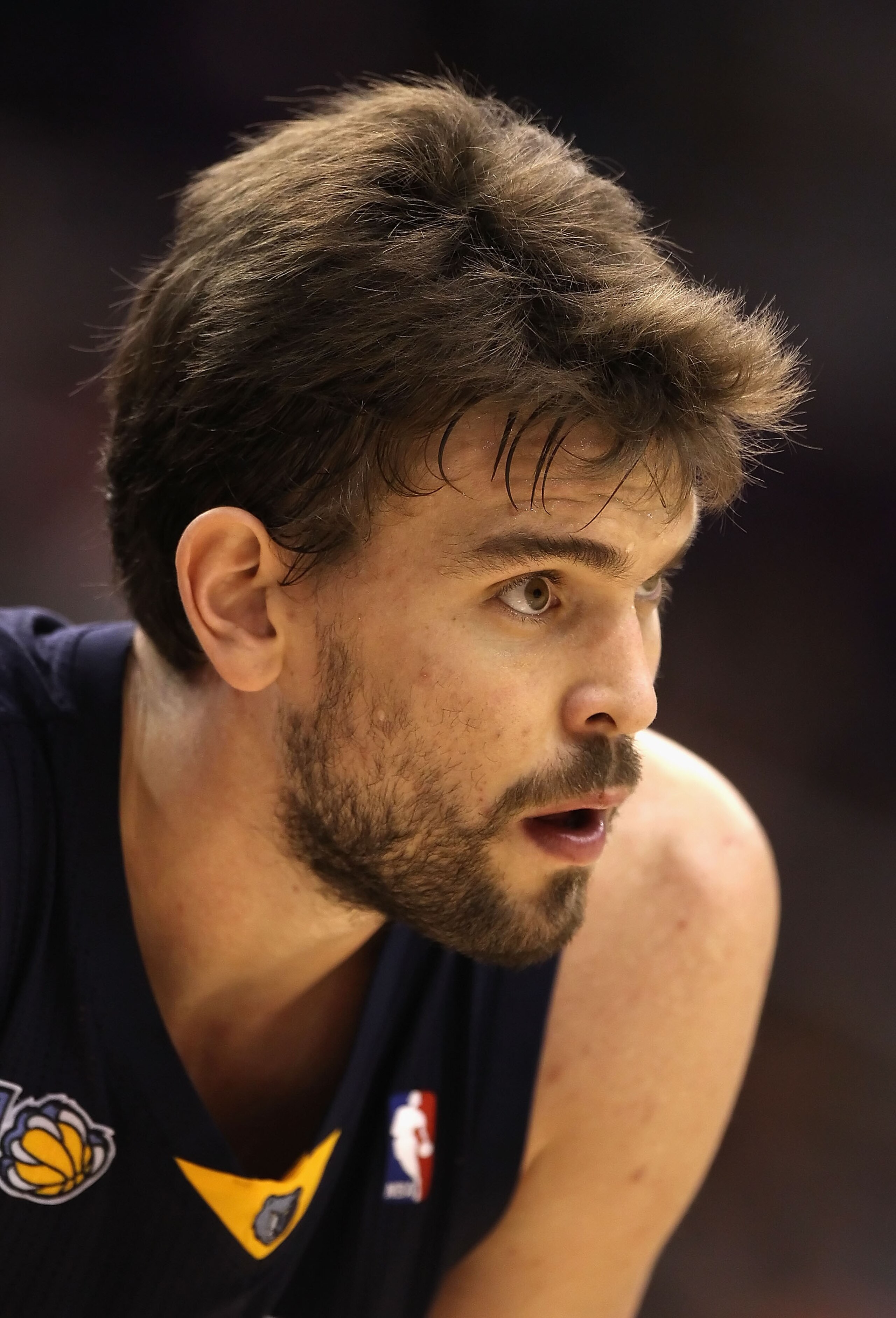 PHOENIX - NOVEMBER 05:  Marc Gasol #33 of the Memphis Grizzlies laughs during the NBA game against the Phoenix Suns at US Airways Center on November 5, 2010 in Phoenix, Arizona. NOTE TO USER: User expressly acknowledges and agrees that, by downloading and