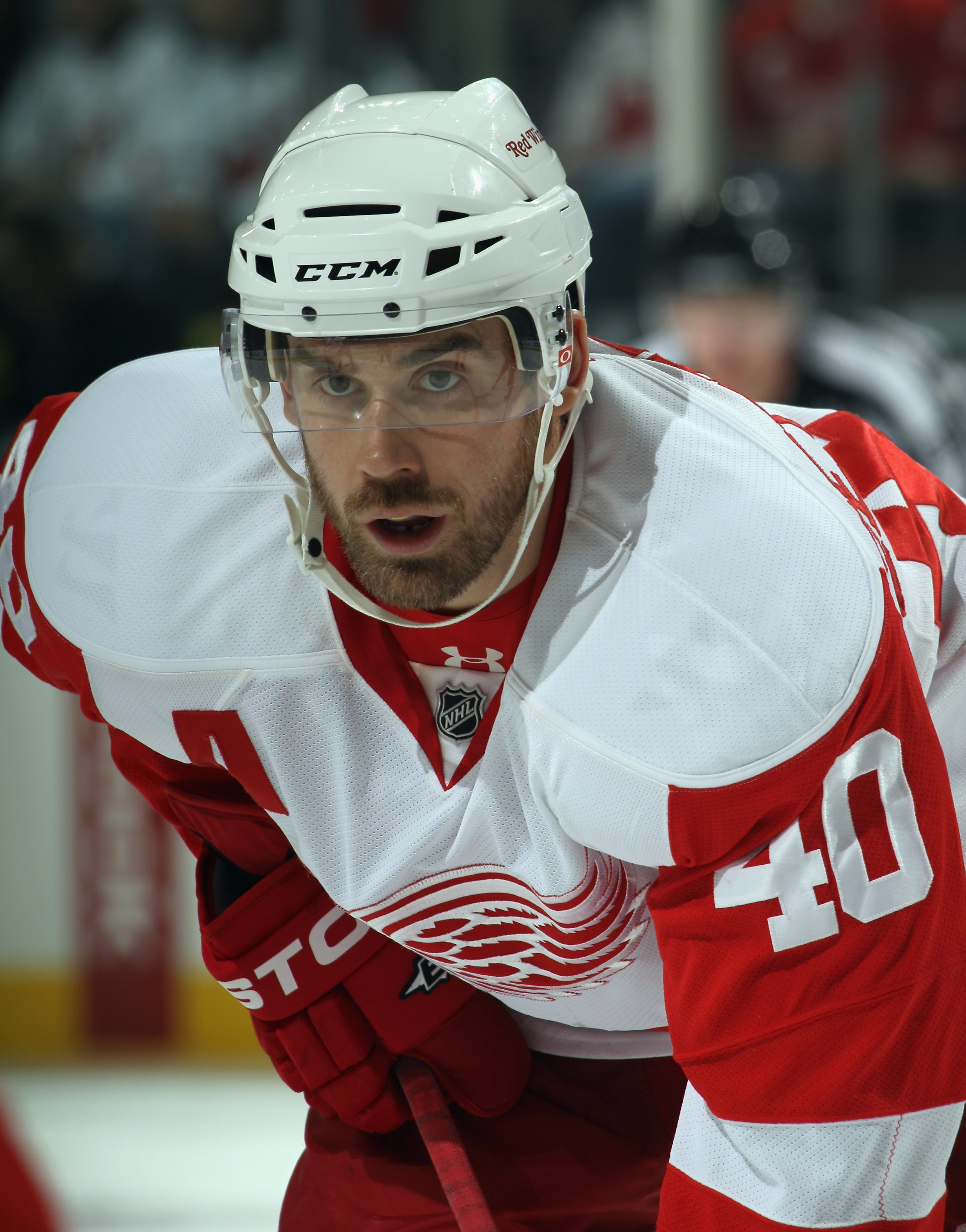 NEWARK, NJ - DECEMBER 11:  Henrik Zetterberg #40 of the Detroit Red Wings skates against the New Jersey Devils at the Prudential Center on December 11, 2010 in Newark, New Jersey. The Red Wings defeated the the Devils 4-1.  (Photo by Bruce Bennett/Getty I