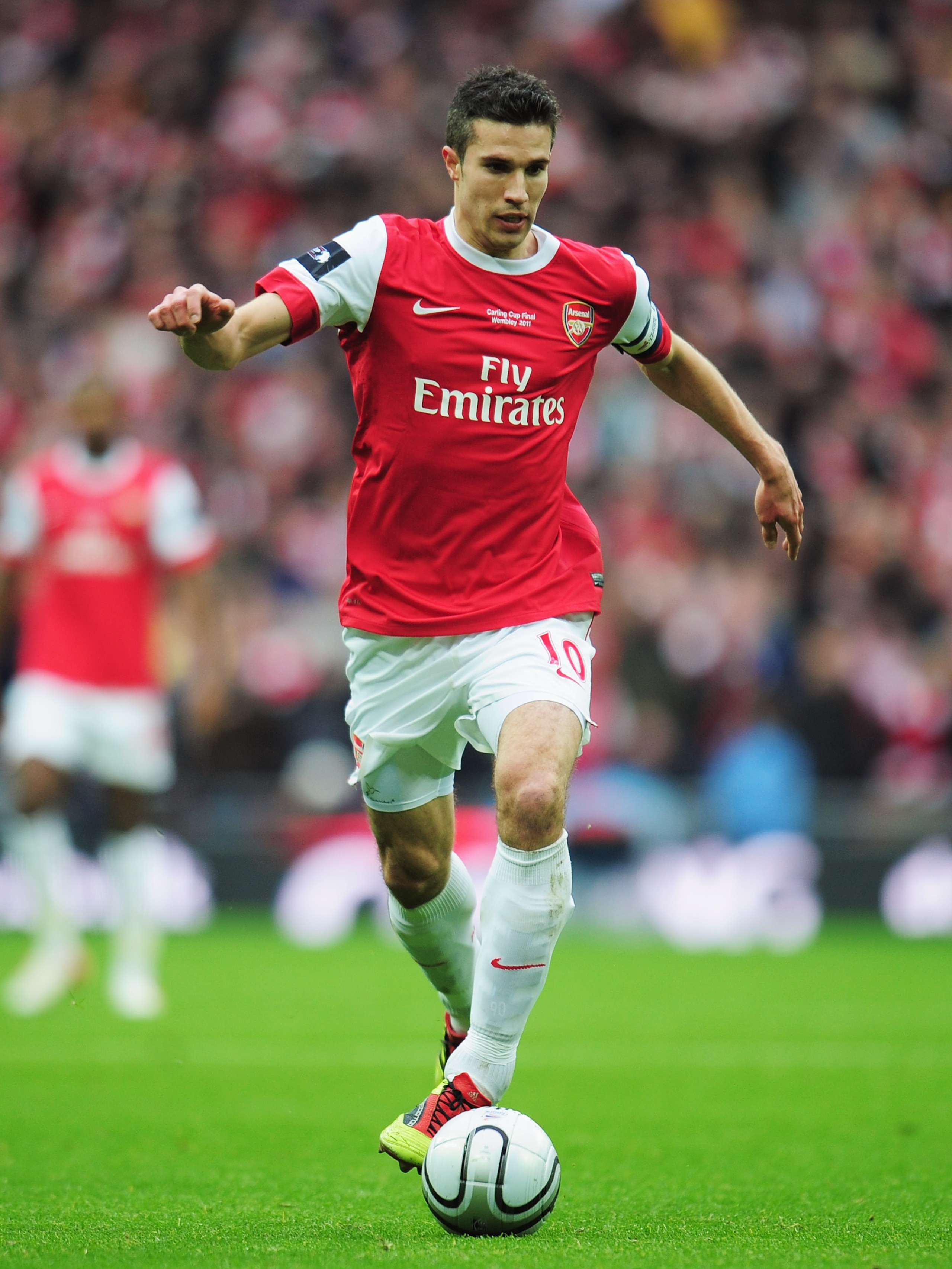 LONDON, ENGLAND - FEBRUARY 27:  Robin van Persie of Arsenal in action during the Carling Cup Final between Arsenal and Birmingham City at Wembley Stadium on February 27, 2011 in London, England.  (Photo by Shaun Botterill/Getty Images)