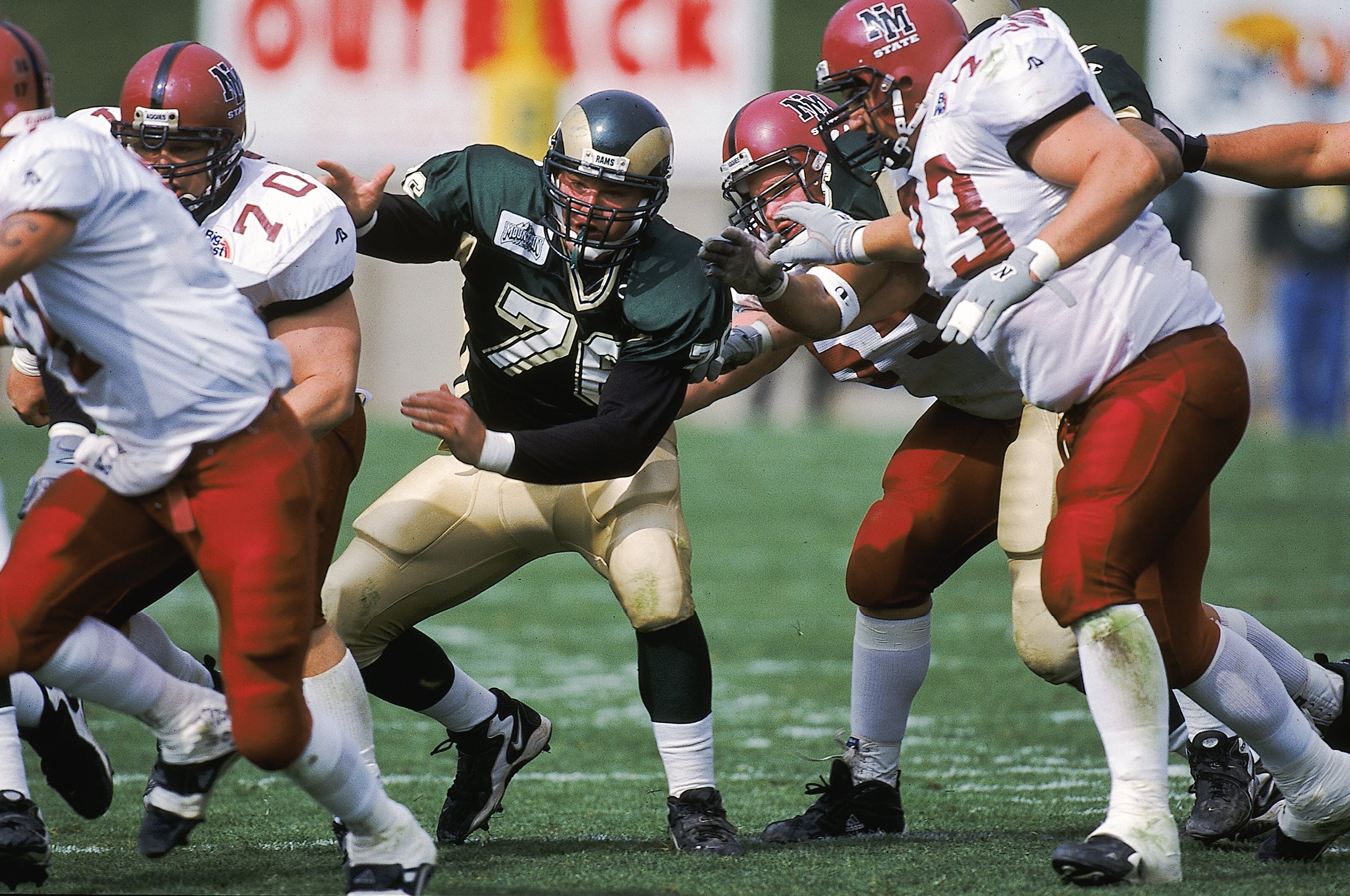 2 Oct 1999: Mike Mackenzie #76 of the Colorado State Rams moves on the field during the game against the New Mexico State Aggies at Hughes Stadium in Ft. Collins, Colorado. The Rams defeated the Aggies 46-7.