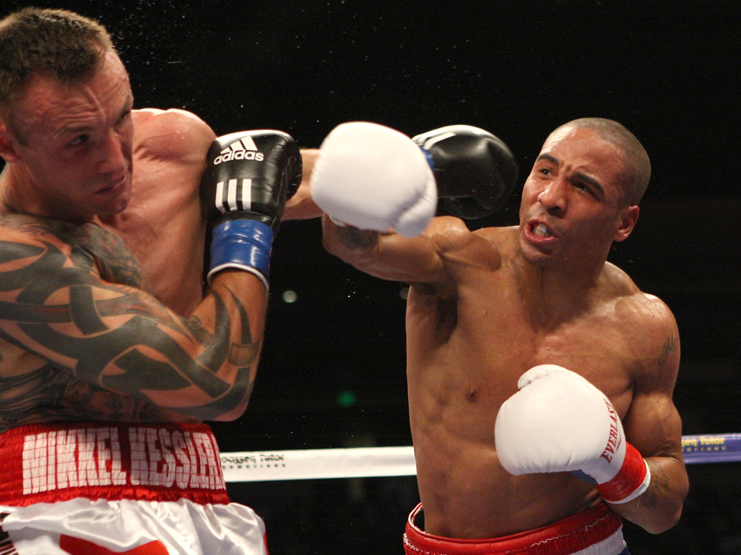 OAKLAND, CA - NOVEMBER 21: Mikkel Kessler of Denmark (L) is hit by Andre Ward during their WBA Super Middleweight Championship Bout at the Oakland-Alameda County Coliseum on November 21, 2009 in Oakland, California. (Photo by Jed Jacobsohn/Getty Images) OAKLAND, CA - NOVEMBER 21: Mikkel Kessler of Denmark (L) is hit by Andre Ward during their WBA Super Middleweight Championship Bout at the Oakland-Alameda County Coliseum on November 21, 2009 in Oakland, California. (Photo by Jed Jacobsohn/Getty Images)
