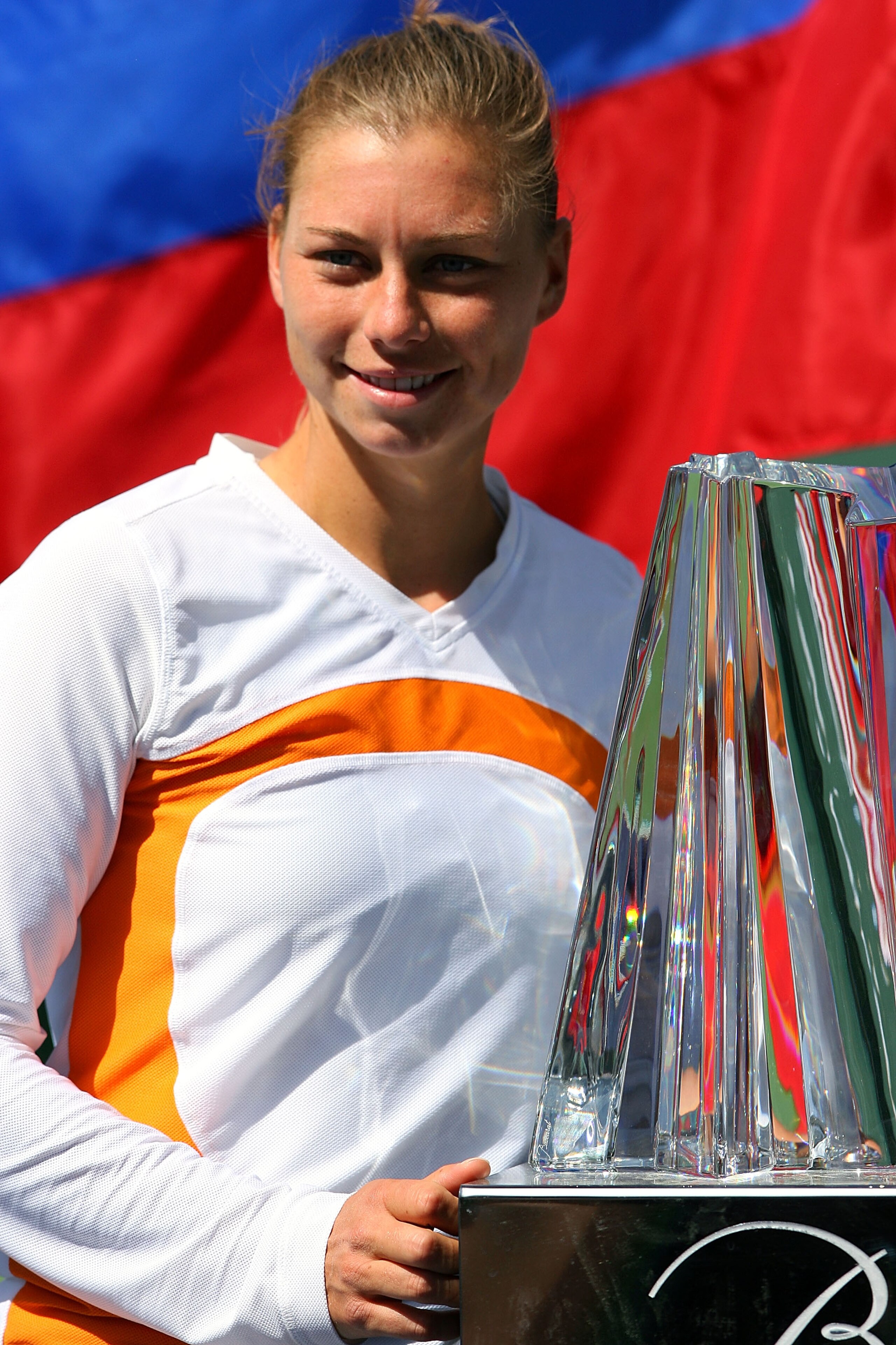 INDIAN WELLS, CA - MARCH 22: Vera Zvonareva of Russia poses with the championship trophy after defeating Ana Ivanovic of Serbia in the final of the BNP Paribas Open on March 22, 2009 at the Indian Wells Tennis Garden in Indian Wells, California. (Photo INDIAN WELLS, CA - MARCH 22: Vera Zvonareva of Russia poses with the championship trophy after defeating Ana Ivanovic of Serbia in the final of the BNP Paribas Open on March 22, 2009 at the Indian Wells Tennis Garden in Indian Wells, California. (Photo