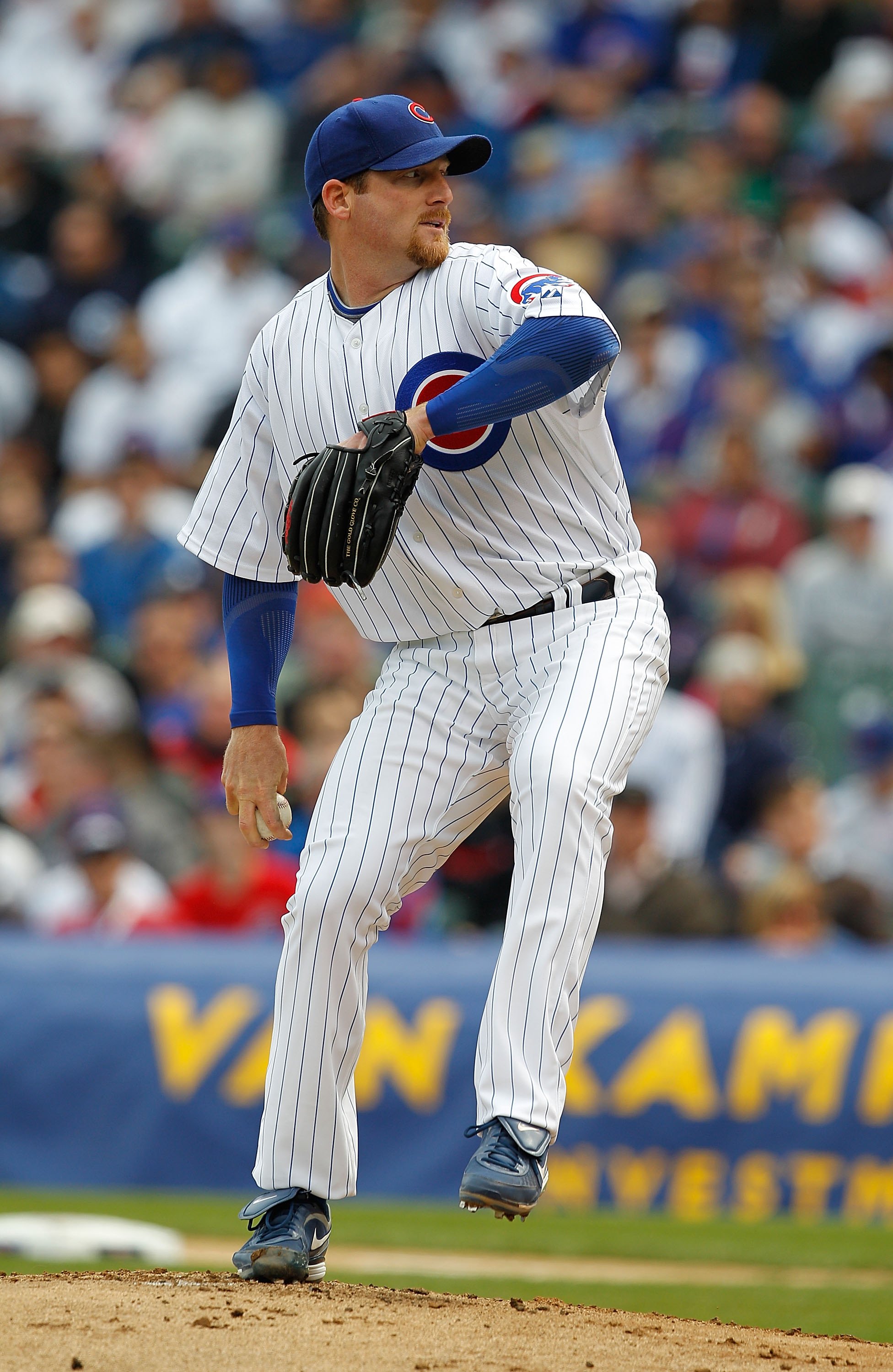 CHICAGO - APRIL 12: Starting pitcher Ryan Dempster #46 of the Chicago Cubs delivers the ball against the Milwaukee Brewers on Opening Day at Wrigley Field on April 12, 2010 in Chicago, Illinois. The Cubs defeated the Brewers 9-5. (Photo by Jonathan Daniel