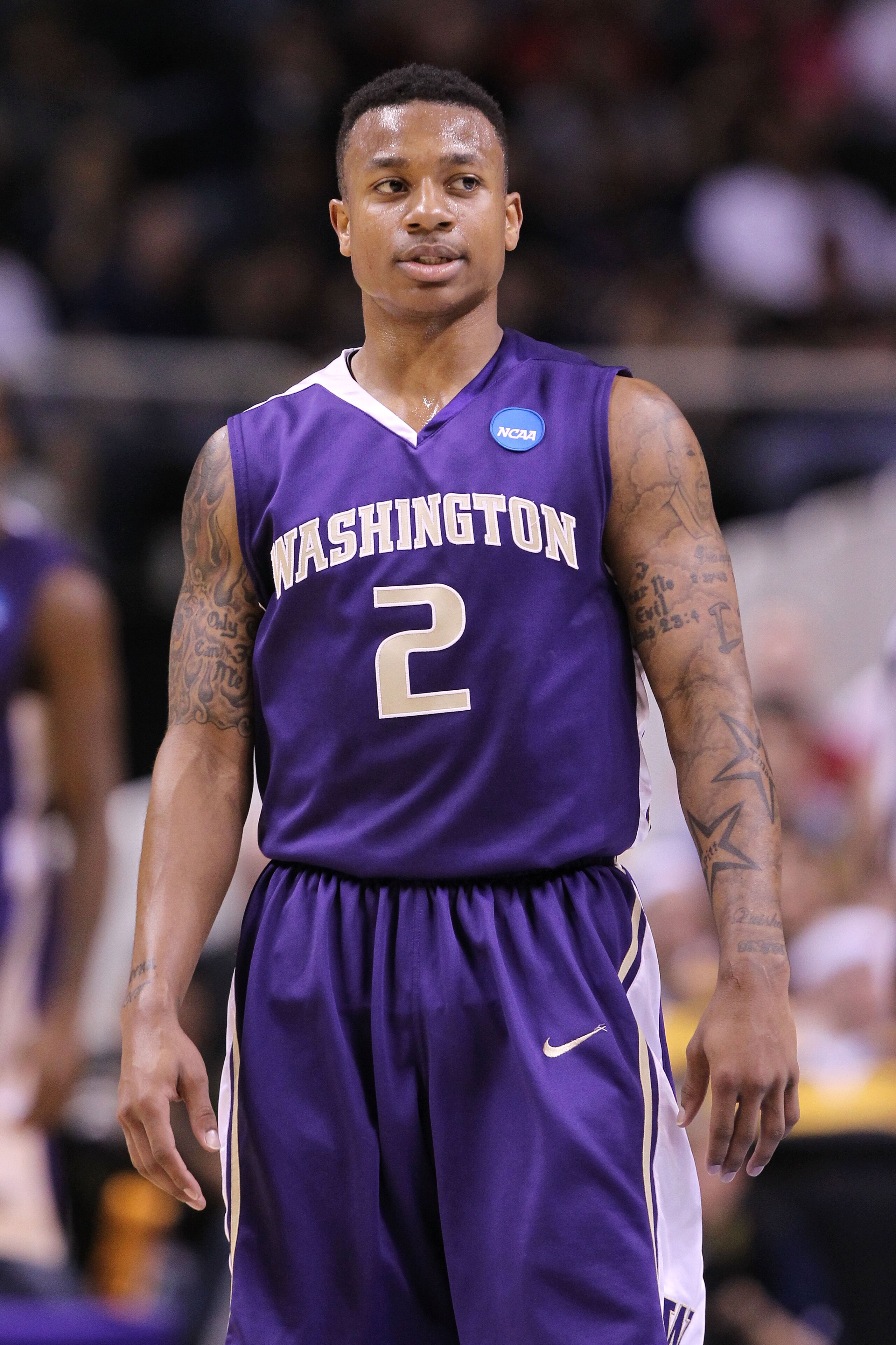 SAN JOSE, CA - MARCH 20:  Guard Isaiah Thomas #2 of the Washington Huskies reacts after a play against the New Mexico Lobos in the second round of the 2010 NCAA men's basketball tournament at HP Pavilion on March 20, 2010 in San Jose, California.  (Photo