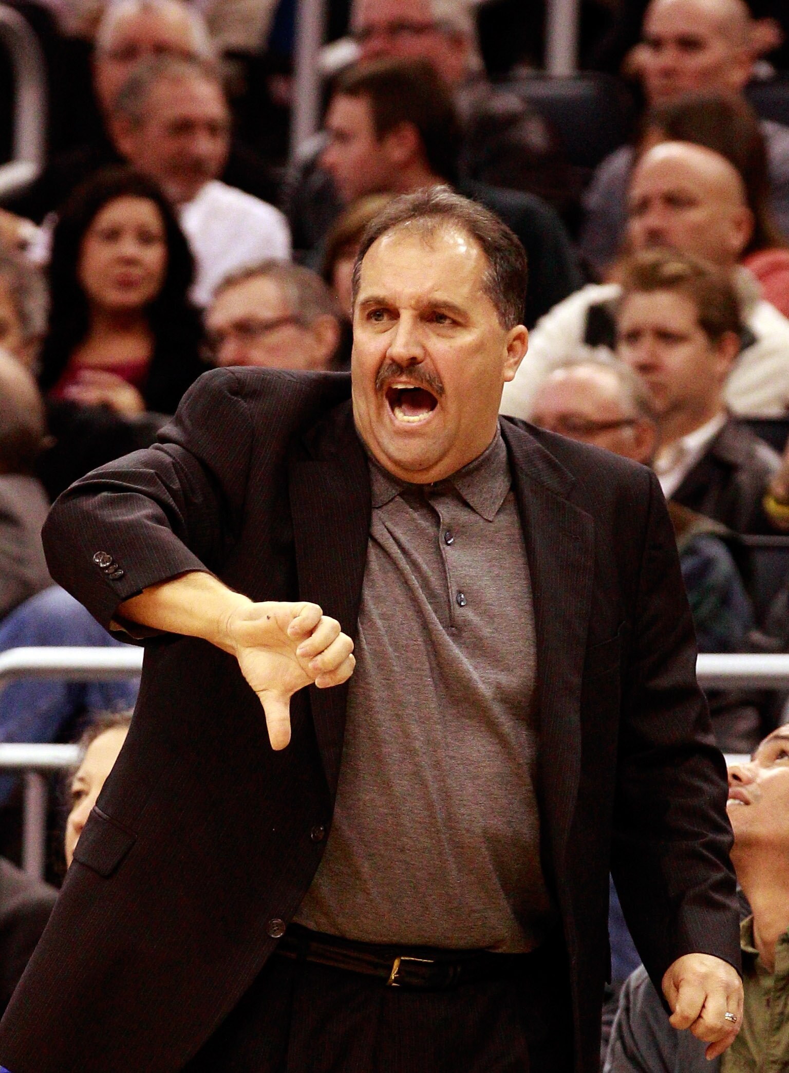 ORLANDO, FL - DECEMBER 06:  Head coach Stan Van Gundy of the Orlando Magic calls out signals during the game against the Atlanta Hawks at Amway Arena on December 6, 2010 in Orlando, Florida. NOTE TO USER: User expressly acknowledges and agrees that, by do
