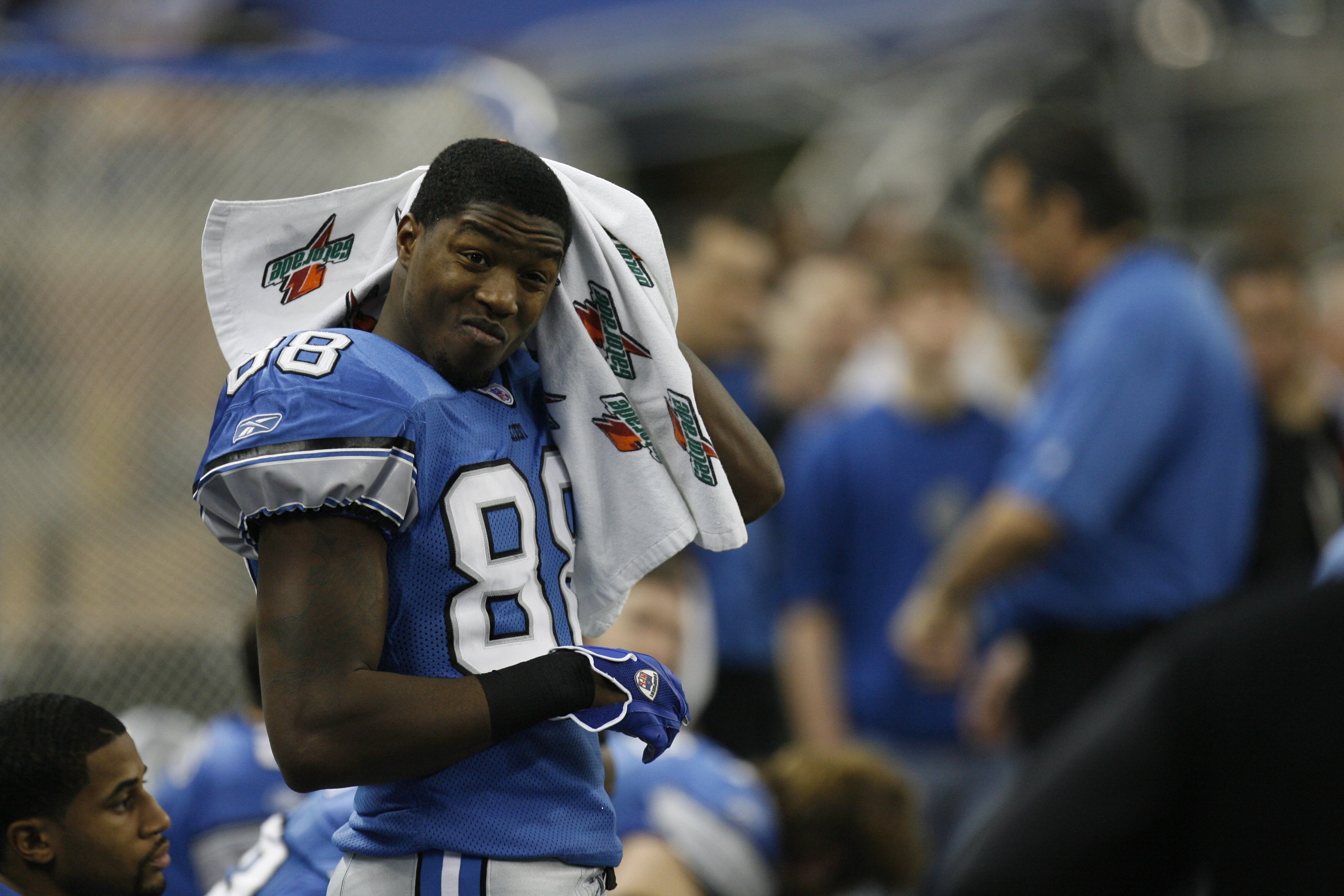 DETROIT - NOVEMBER 23:  Wide receiver Mike Williams #88 of the Detroit Lions stands on the sideline against the Miami Dolphins on November 23, 2006 at Ford Field in Detroit, Michigan. The Dolphins defeated the Lions 27-10. (Photo by Gregory Shamus/Getty I