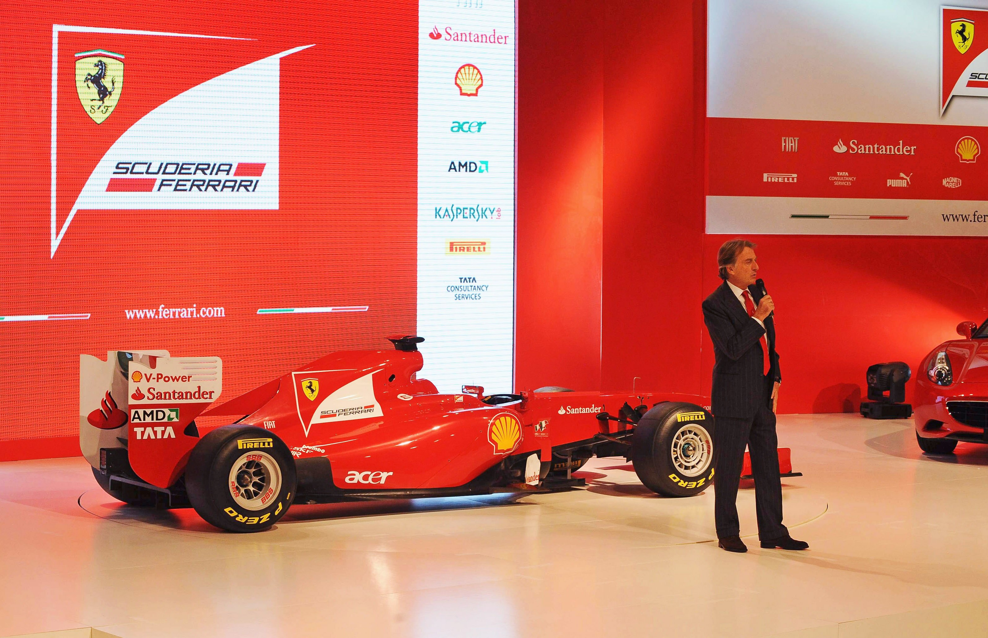 MARANELLO, ITALY - JANUARY 28:  In this handout image supplied by Ferrari, Luca di Montezemolo the President of Ferrari speaks during the new Ferrari F150 launch on January 28, 2011 in Maranello, Italy.  (Photo by Ercole Colombo/Ferrari via Getty Images)
