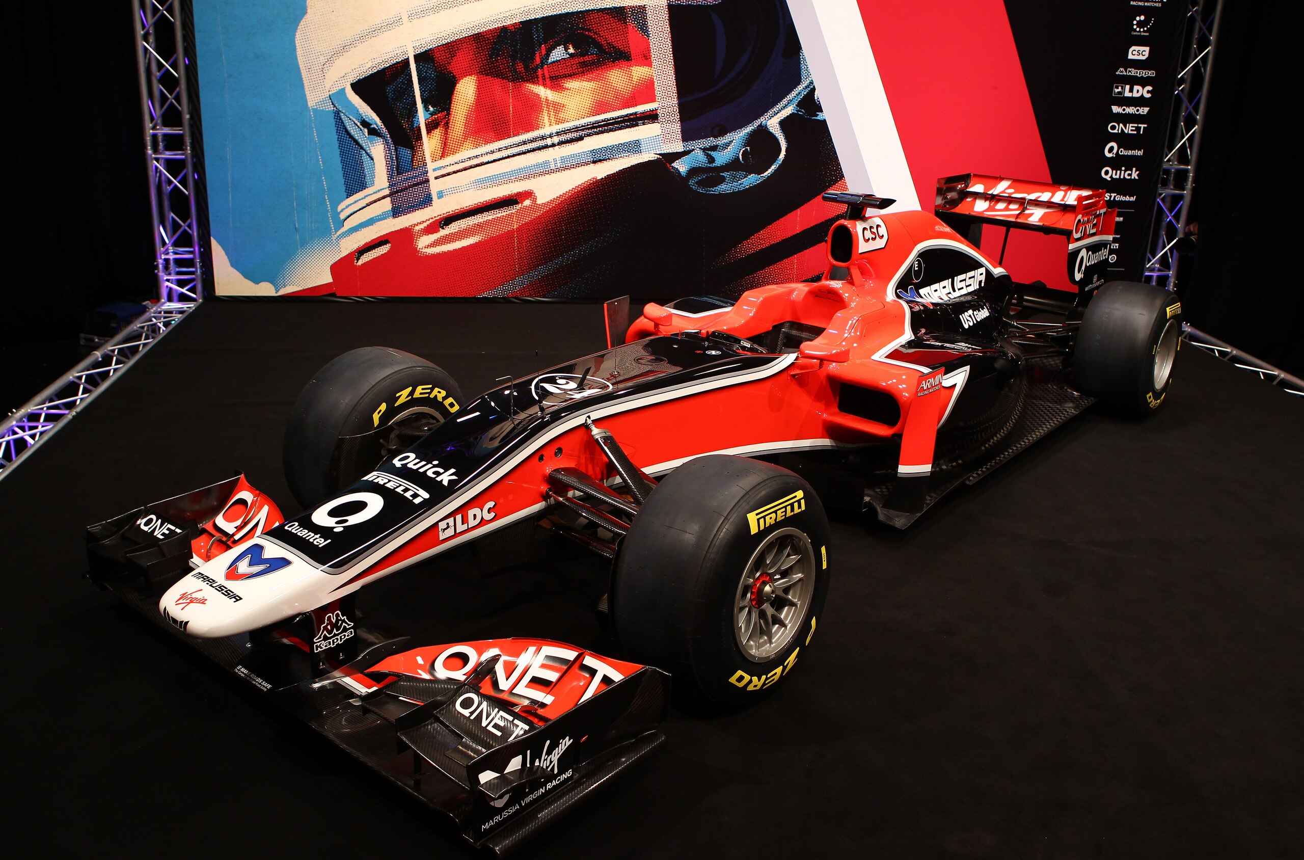 LONDON, ENGLAND - FEBRUARY 07:  The MVR-O2 Marussia Virgin F1 Car is revealed during the Virgin Racing F1 Launch at BBC Television Centre on February 7, 2011 in London, England.  (Photo by Julian Finney/Getty Images)
