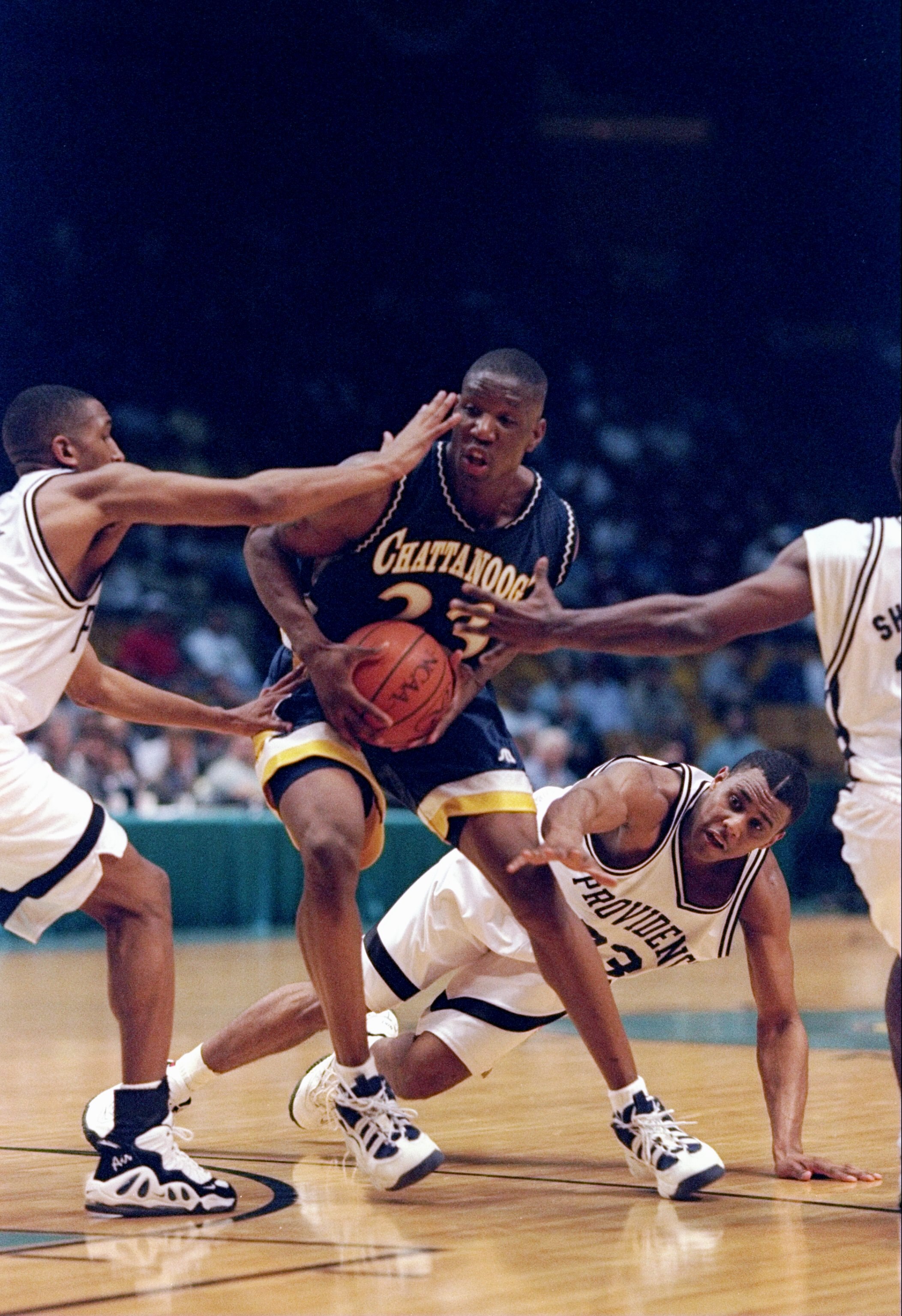21 Mar 1997:  Forward Johnny Taylor of the Tennessee-Chattanooga Moccasins in action during an NCAA Southeast Regional game against the Providence Friars at the Birmingham-Jefferson Civic Center in Birmingham, Alabama.  Providence won the game 71-65. Mand