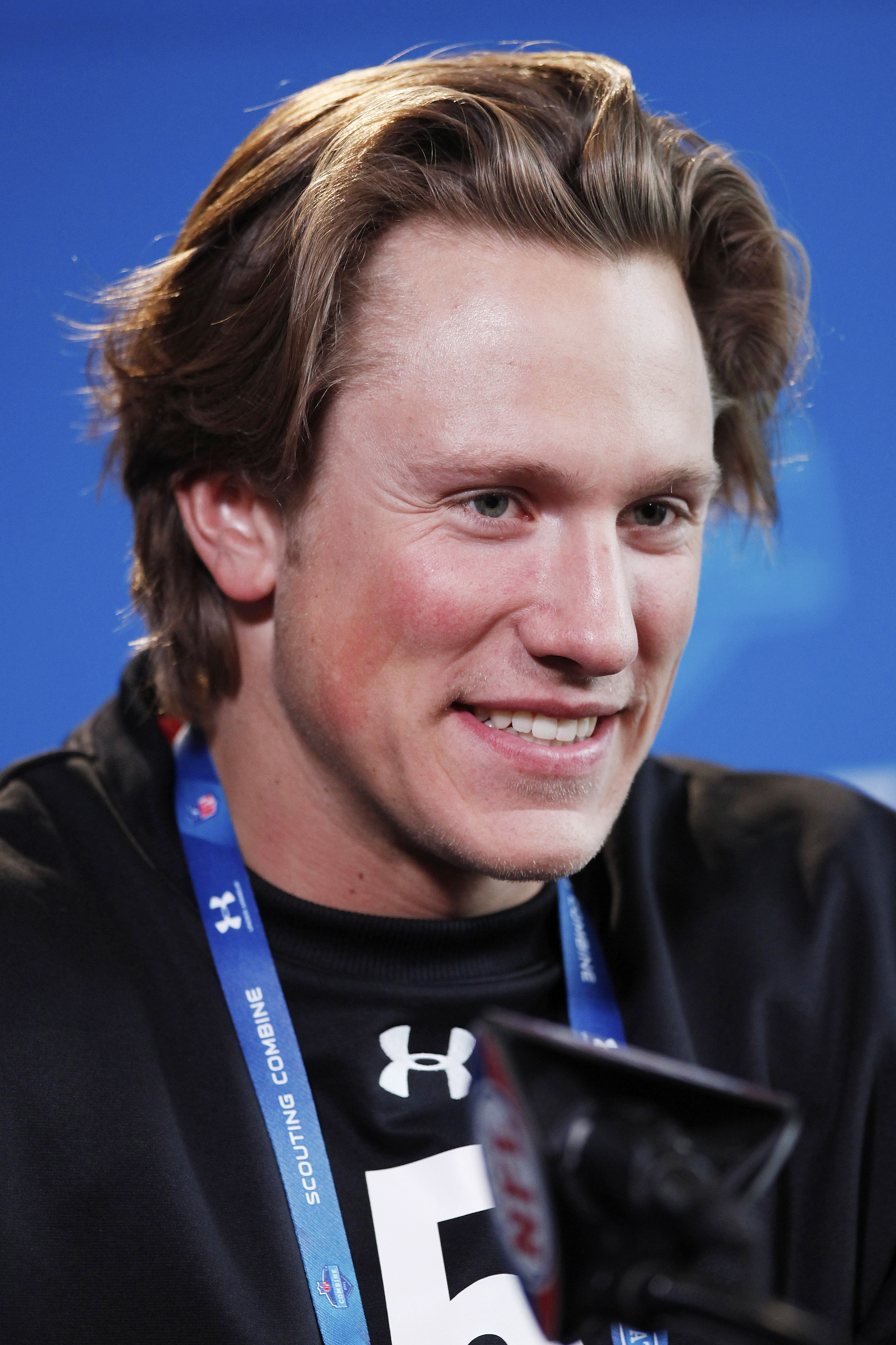INDIANAPOLIS, IN - FEBRUARY 25:  Missouri Tigers quarterback Blaine Gabbert answers questions during a media session at the 2011 NFL Scouting Combine at Lucas Oil Stadium on February 25, 2011 in Indianapolis, Indiana. (Photo by Joe Robbins/Getty Images)