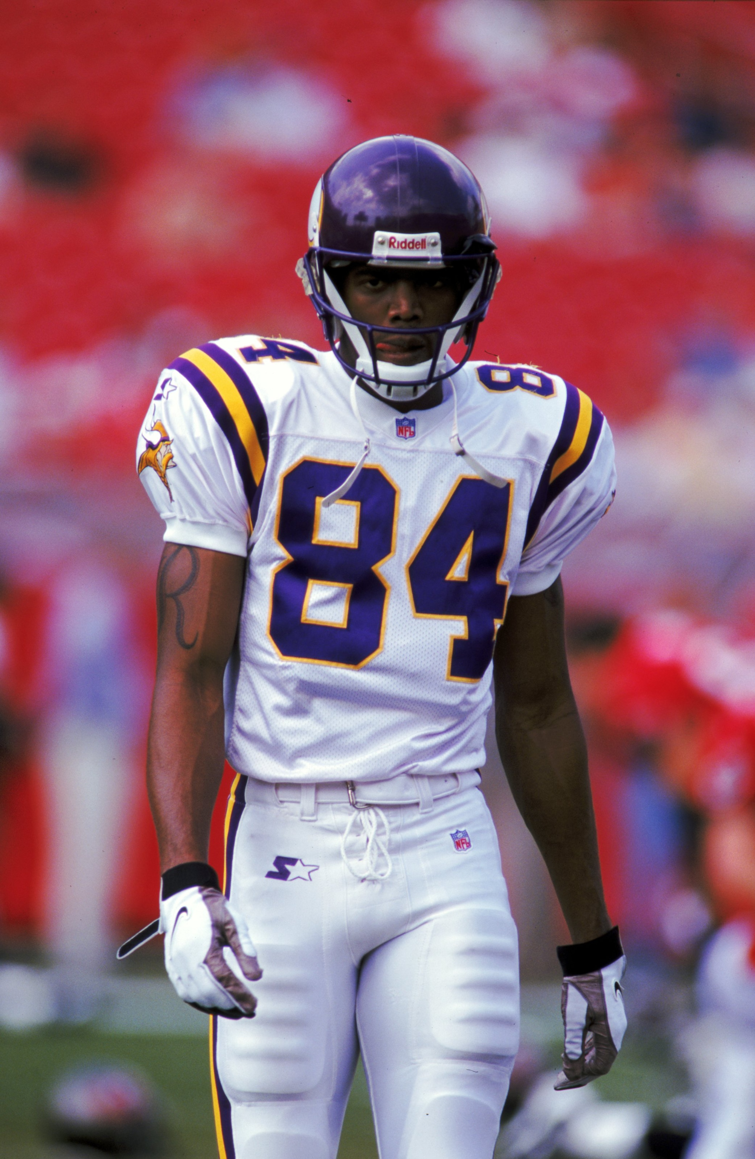 1 Nov 1998:   Randy Moss #84 of the Minnesota Vikings walks on the field during a game against the Tampa Bay Buccaneers at the Raymond James Stadium in Tampa. Florida. The Buccaneers defeated the Vikings 27-24. Mandatory Credit: Scott Halleran  /Allsport