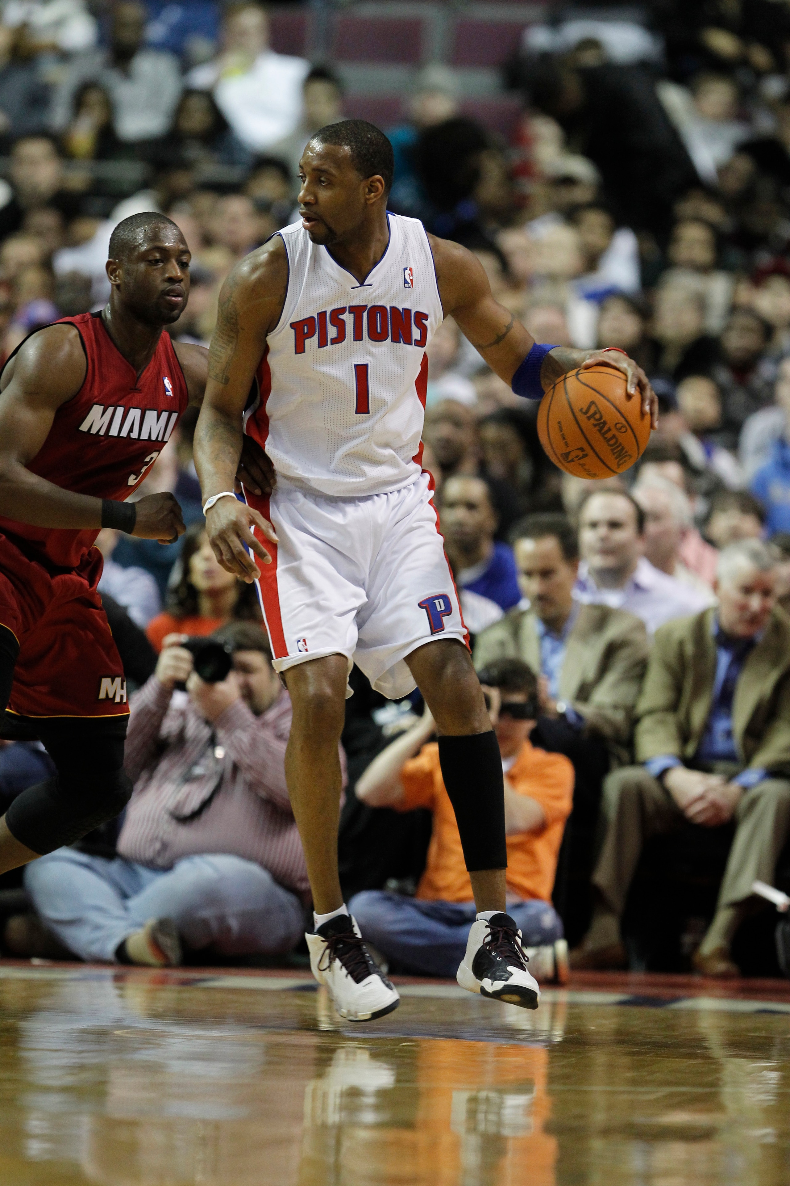 AUBURN HILLS, MI - FEBRUARY 11: Tracy McGrady #1 of the Detroit Pistons controls the ball while playing the Miami Heat at The Palace of Auburn Hills on February 11, 2011 in Auburn Hills, Michigan. (Photo by Gregory Shamus/Getty Images) AUBURN HILLS, MI - FEBRUARY 11: Tracy McGrady #1 of the Detroit Pistons controls the ball while playing the Miami Heat at The Palace of Auburn Hills on February 11, 2011 in Auburn Hills, Michigan. (Photo by Gregory Shamus/Getty Images)