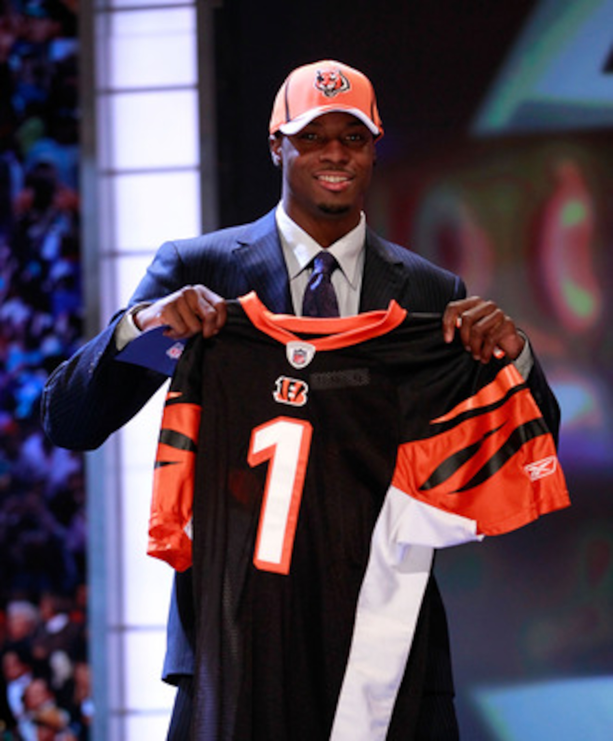 NEW YORK, NY - APRIL 28:  A.J. Green, #4 overall pick by the Cincinnati Bengals, holds up a jersey after he was drafted during the 2011 NFL Draft at Radio City Music Hall on April 28, 2011 in New York City.  (Photo by Chris Trotman/Getty Images)
