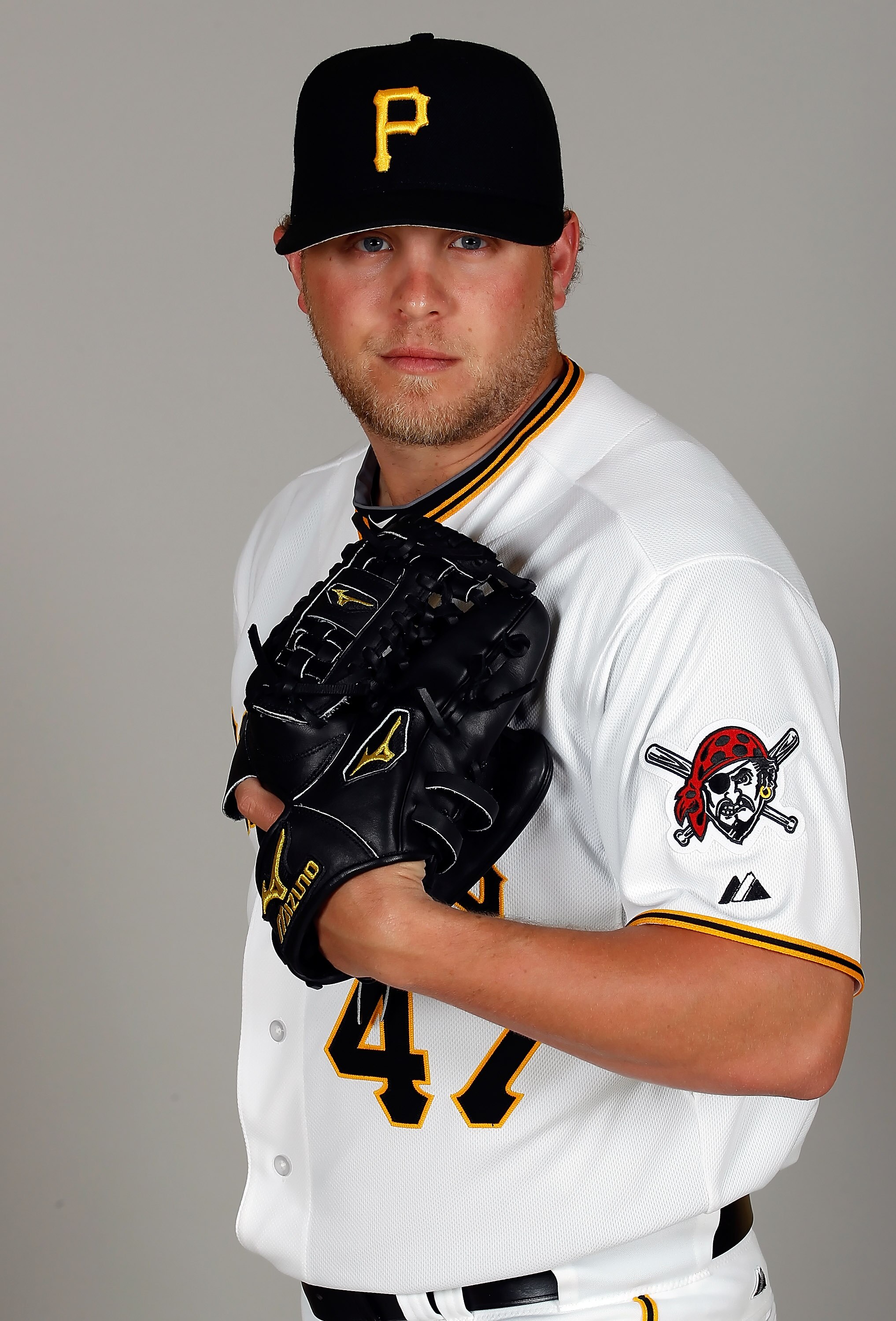 BRADENTON, FL - FEBRUARY 20:  Pitcher Evan Meek #47 of the Pittsburgh Pirates poses for a photo during photo day at Pirate City on February 20, 2011 in Bradenton, Florida.  (Photo by J. Meric/Getty Images)