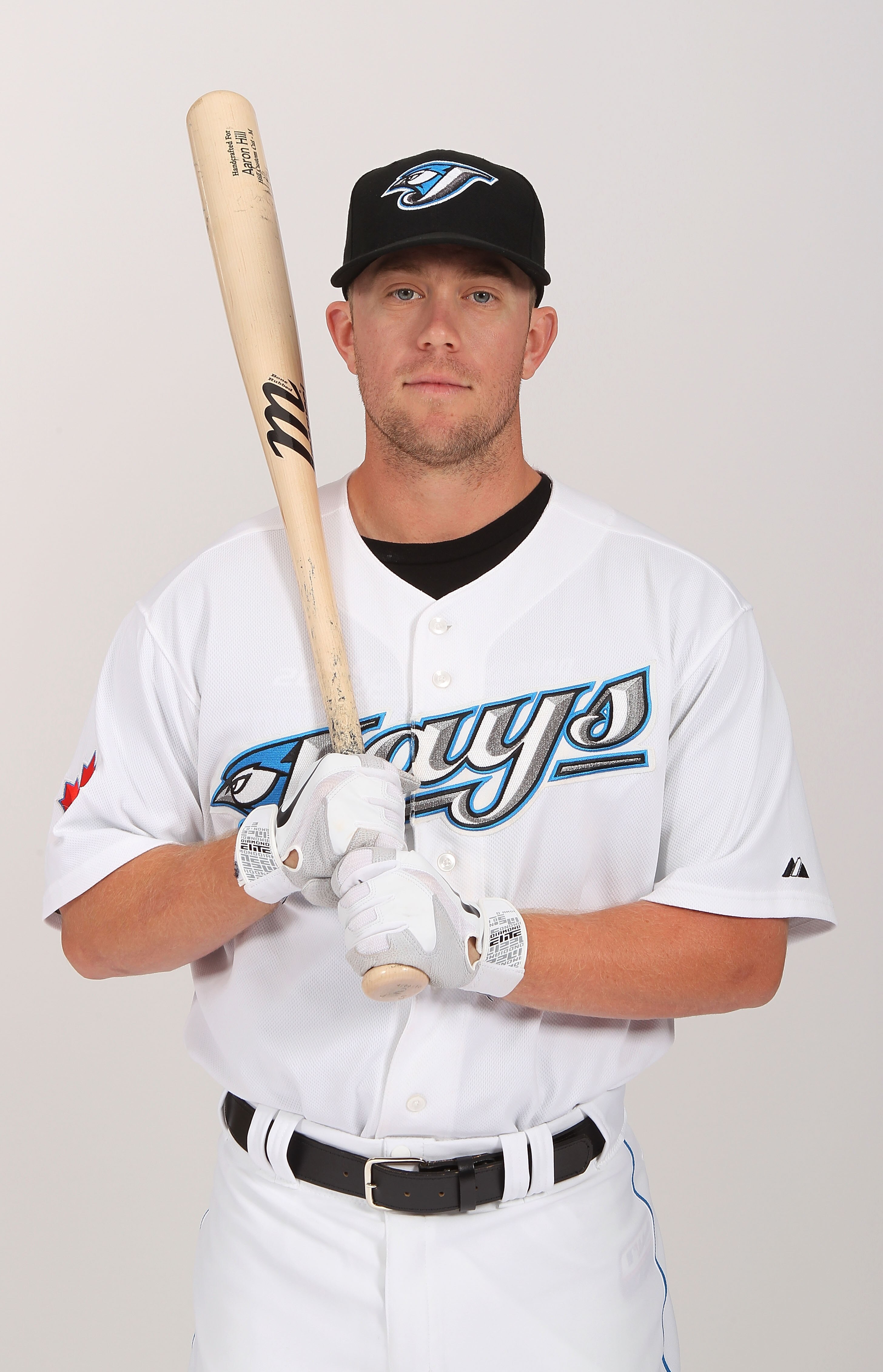 DUNEDIN, FL - FEBRUARY 20:  Aaron Hill #2  of the Toronto Blue Jays poses during photo day at Florida Auto Exchange Stadium on February 20, 2011 in Dunedin, Florida.  (Photo by Nick Laham/Getty Images)