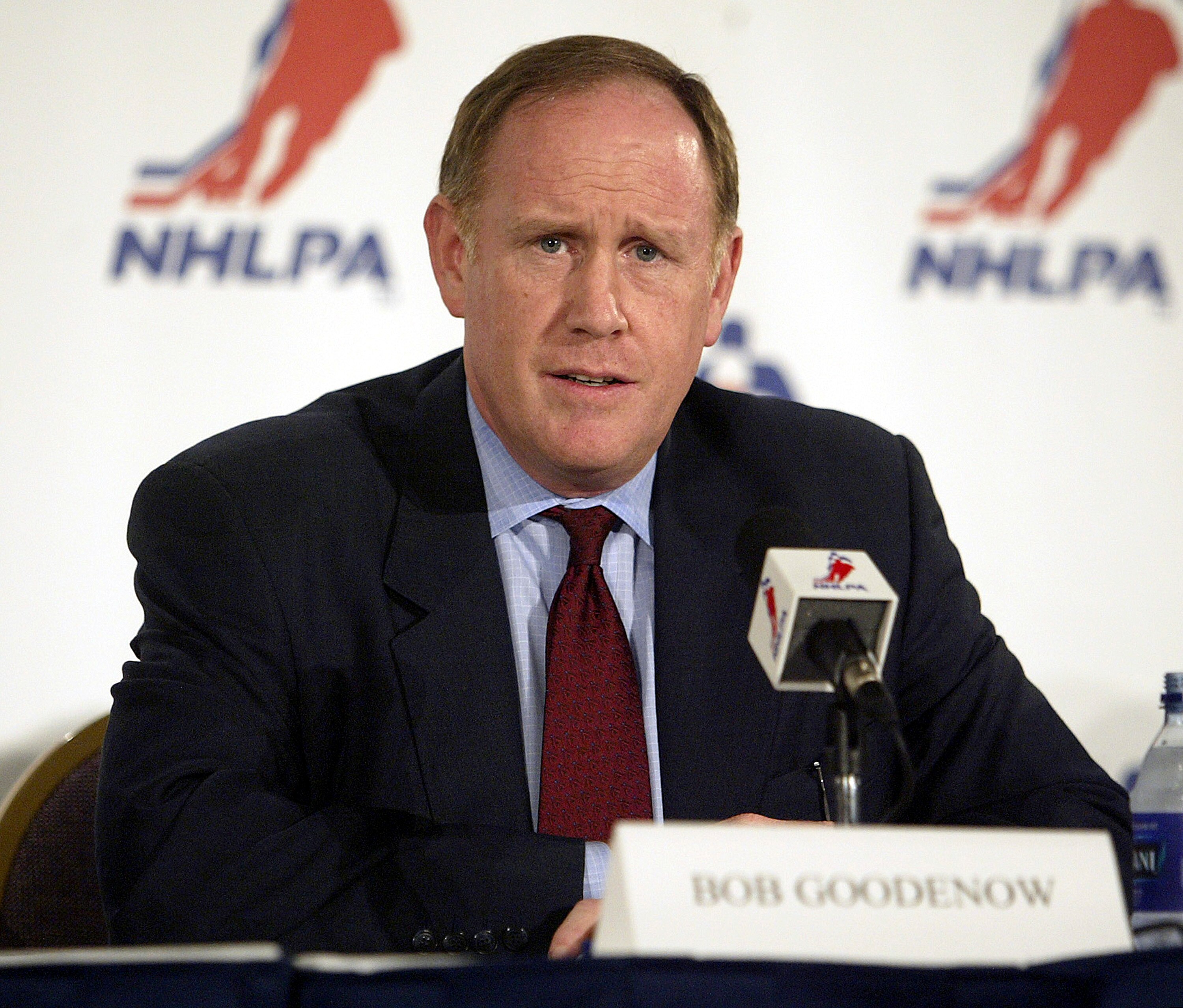 TORONTO - JULY 21:  NHLPA Executive Director Bob Goodenow answers a question during a press conference announcing the NHLPA's ratification of the new collective bargaining agreement in a Toronto hotel on July 21, 2005 in Toronto, Canada.  (Photo by Tom Pi