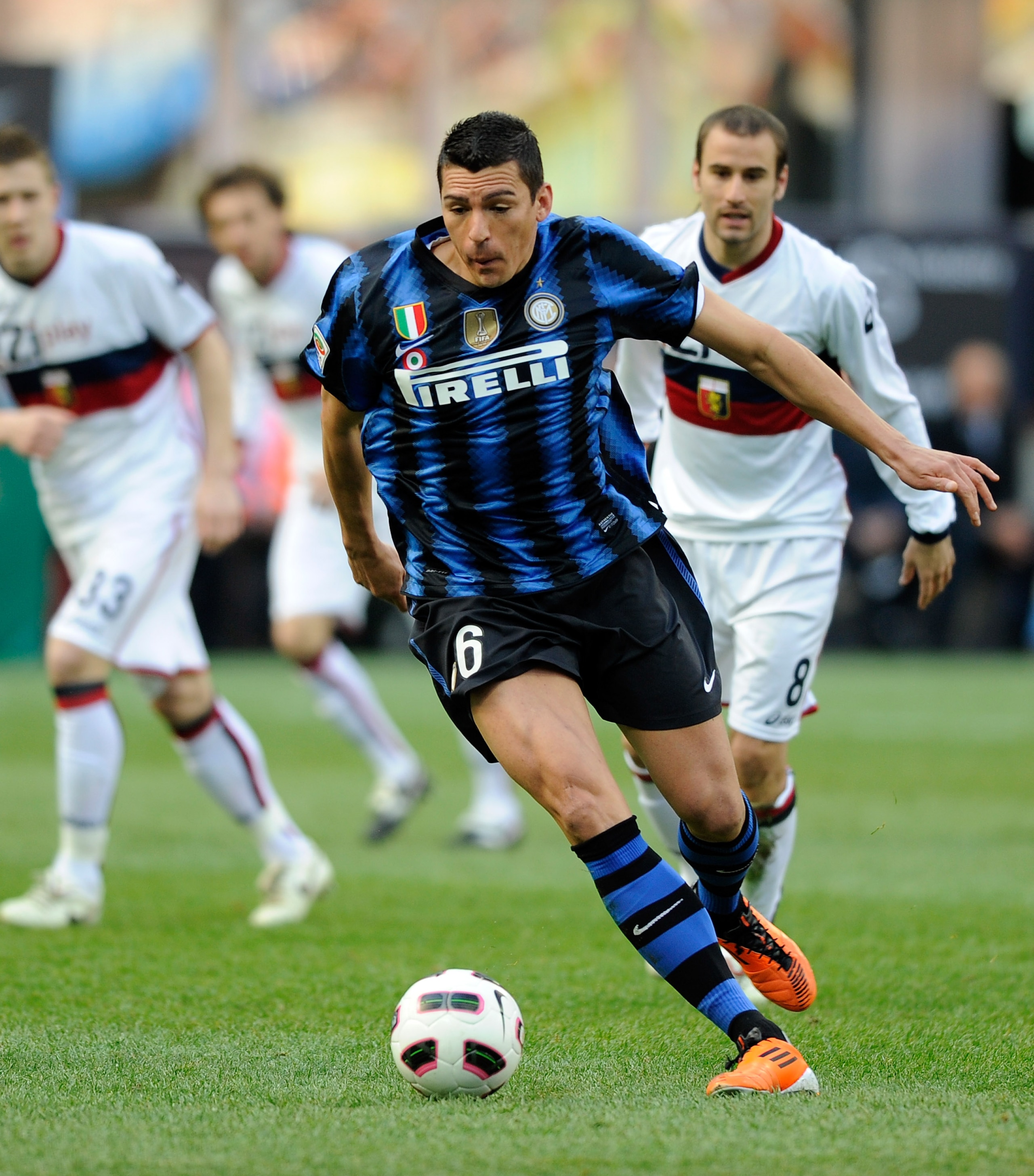 MILAN, ITALY - MARCH 06:  Lucio of FC Inter Milan during the Serie A match between FC Internazionale Milano and Genoa CFC at Stadio Giuseppe Meazza on March 06, 2011 in Milan, Italy.  (Photo by Claudio Villa/Getty Images)
