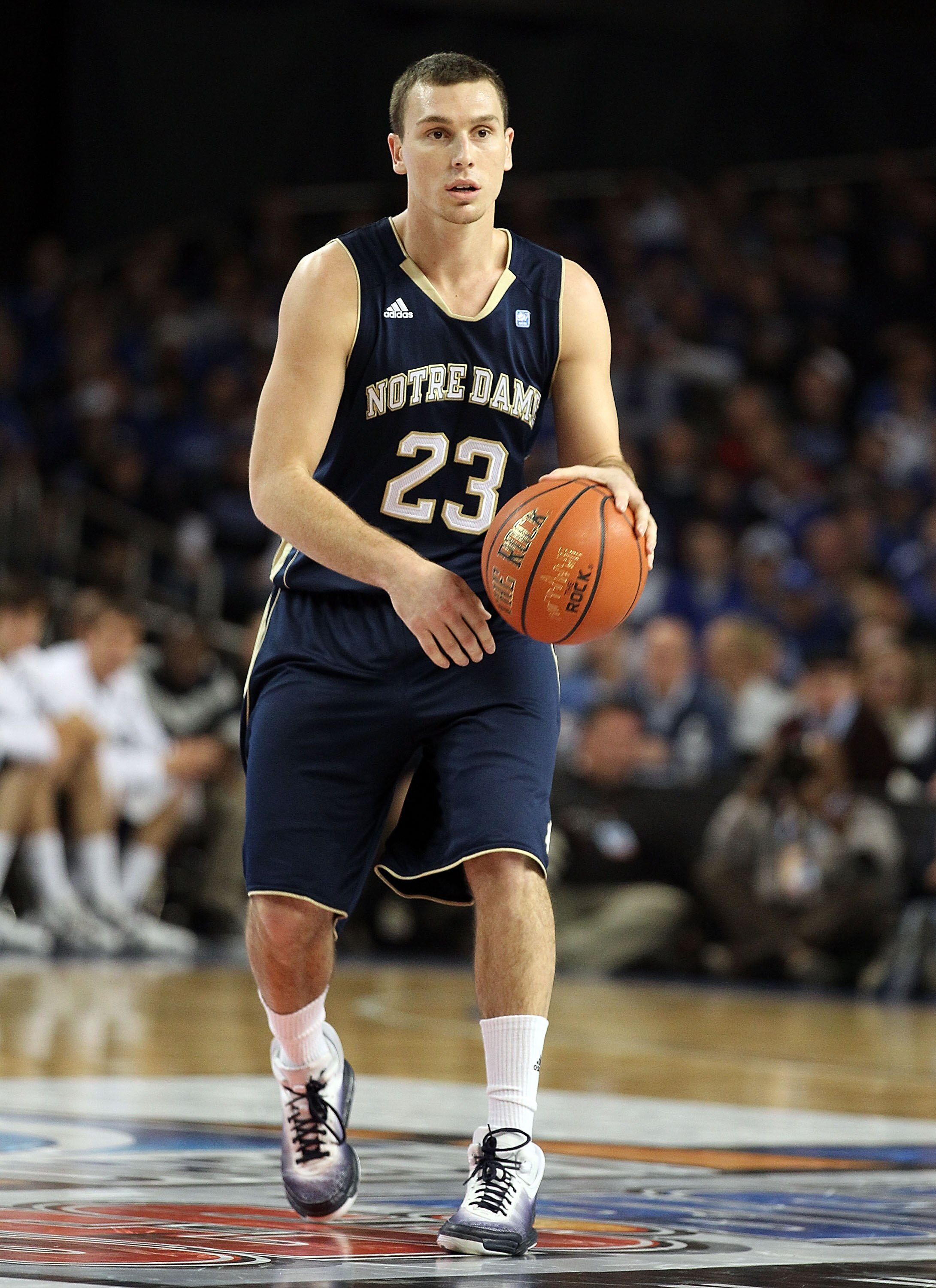 LOUISVILLE, KY - DECEMBER 08: Ben Hansbrough #23 of the Notre Dame Fighting Irish dribbles the ball during the game against the Kentucky Wildcats in the 2010 DIRECTV SEC/BIG EAST Invitational at Freedom Hall on December 8, 2010 in Louisville, Kentucky. LOUISVILLE, KY - DECEMBER 08: Ben Hansbrough #23 of the Notre Dame Fighting Irish dribbles the ball during the game against the Kentucky Wildcats in the 2010 DIRECTV SEC/BIG EAST Invitational at Freedom Hall on December 8, 2010 in Louisville, Kentucky.