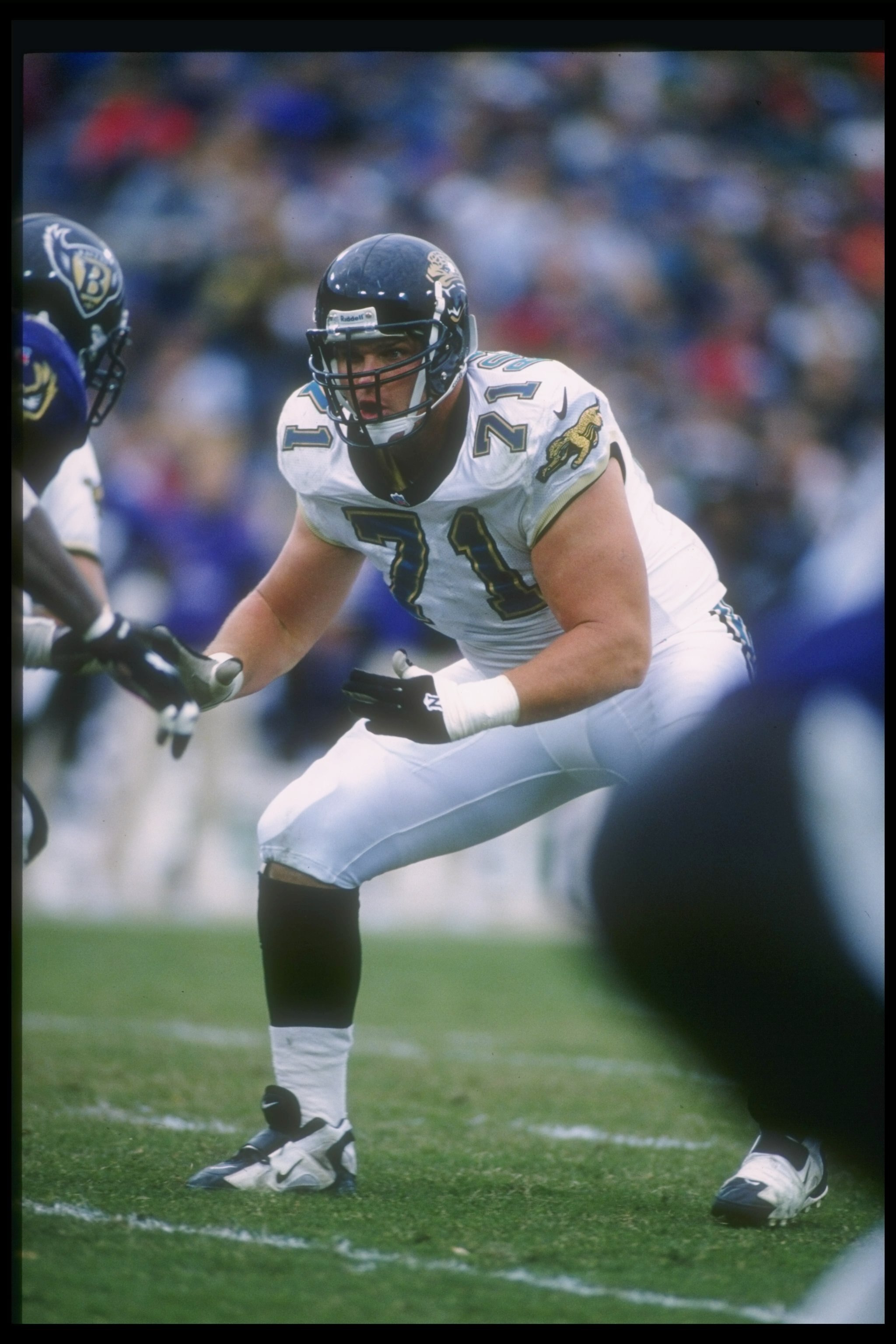 24 Nov 1996: Offensive lineman Tony Boselli of the Jacksonville Jaguars looks on during a game against the Baltimore Ravens at Memorial Stadium in Baltimore, Maryland. The Jaguars won the game, 28-25.